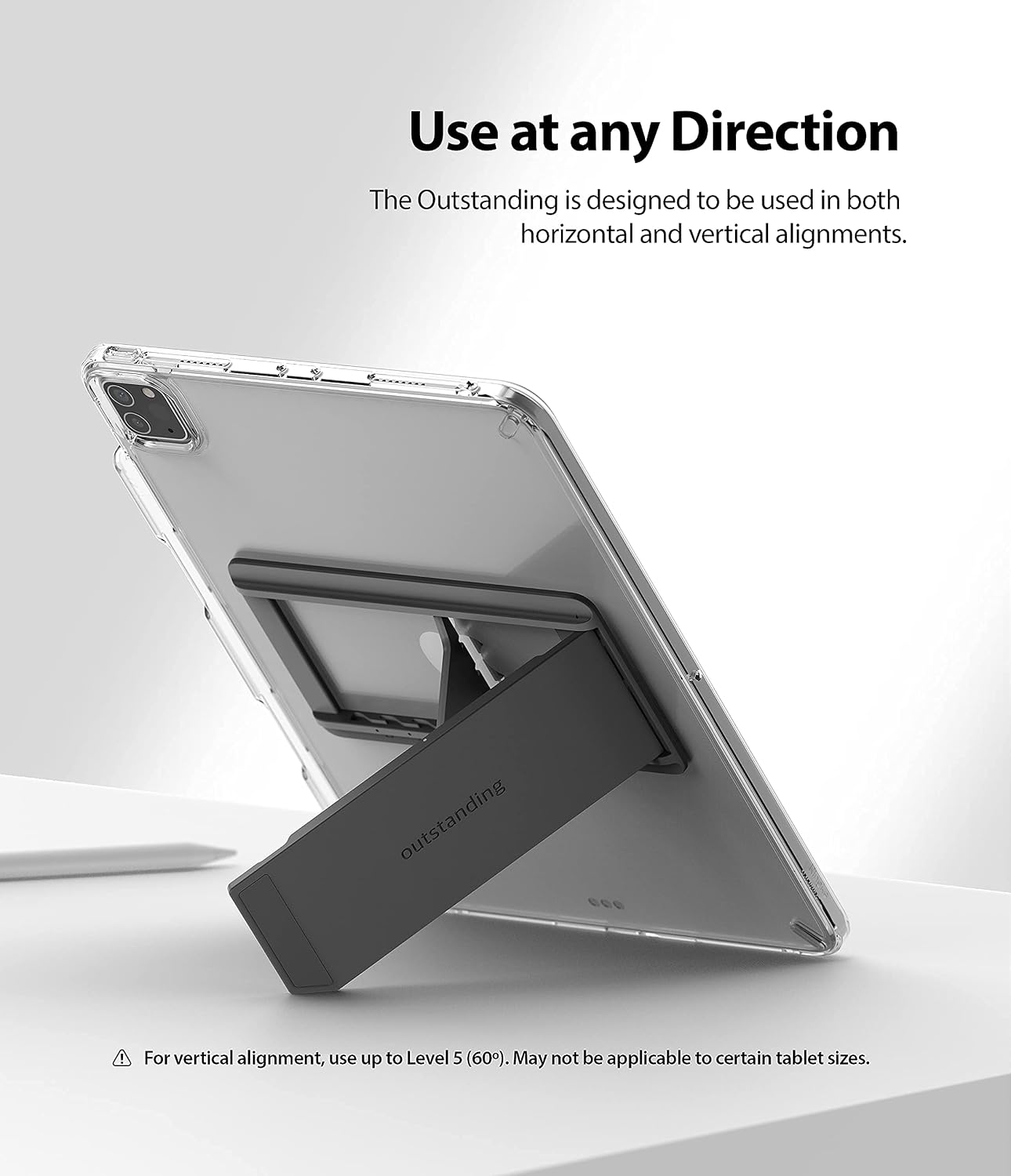 Ringke Outstanding Universal Tablet Stand Spring-Action Kickstand Multi Angle Adhesive Attachment for iPad Tablets, E-Reader, and More - Dark Gray