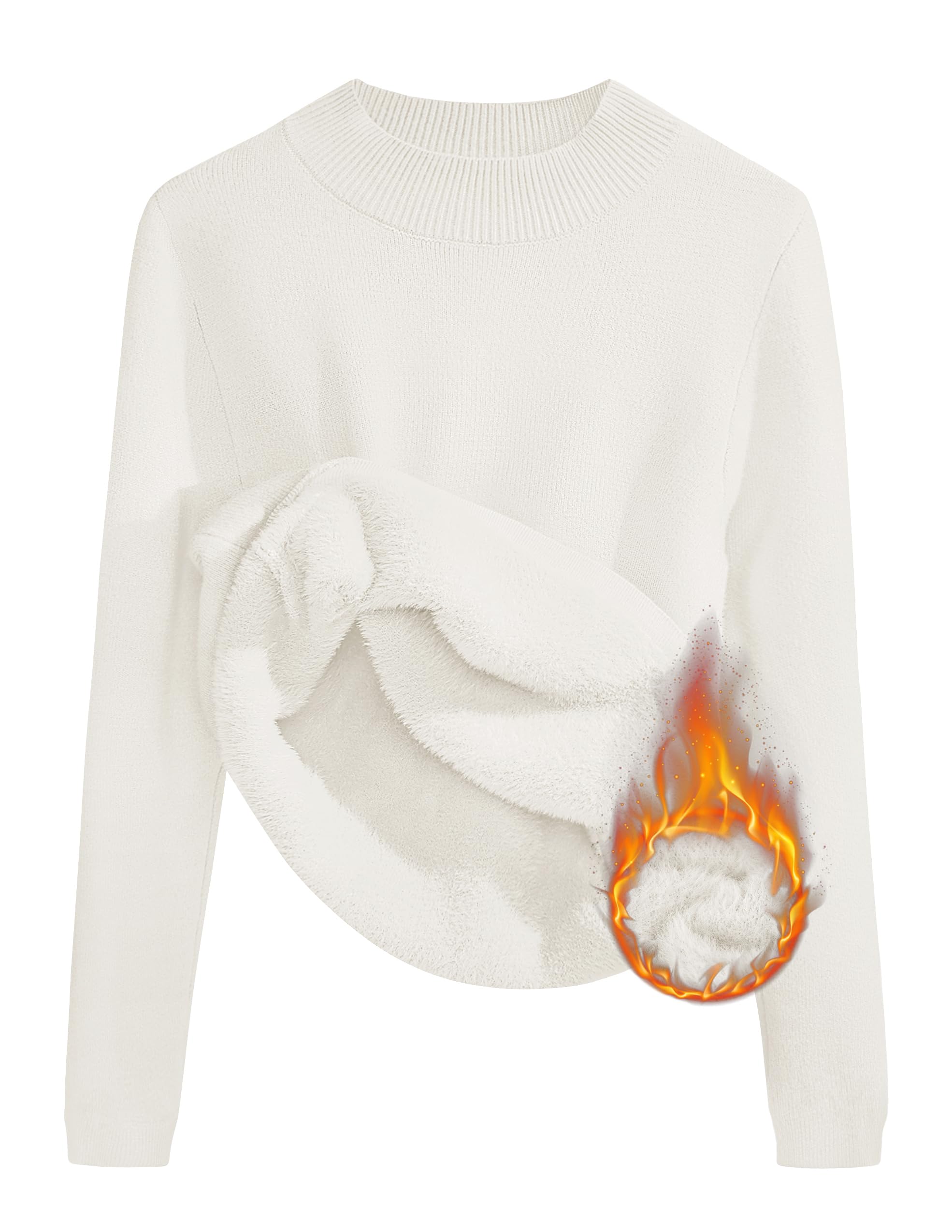 ZESICA Women's Fleece Sherpa Lined Sweater 2026 Winter Thermal Shirts Long Sleeve Mock Neck Slim Fitted Pullover Tops