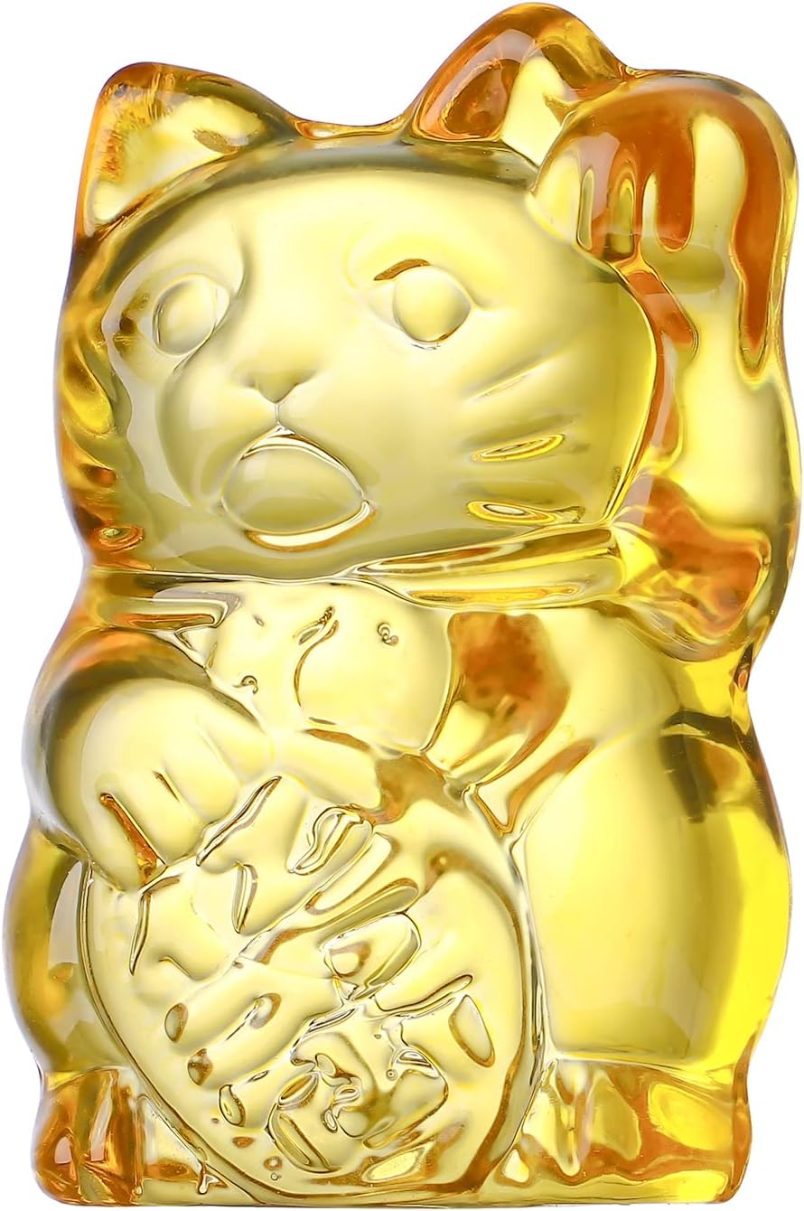 Amosfun Maneki Money Figurine Crystal Fengshui Chinese Japanese Statue for Attract Wealth Good Luck Home Decoration