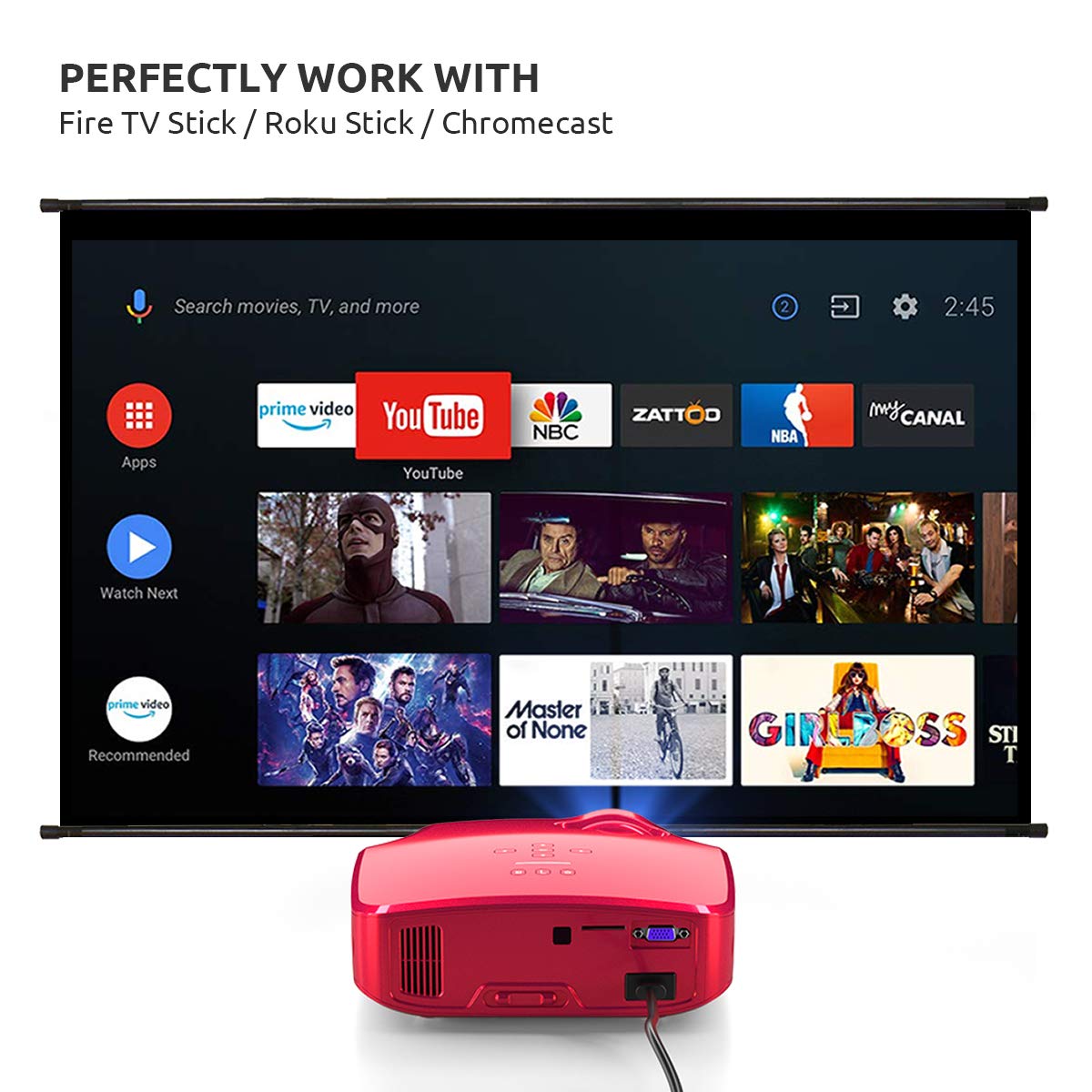 Crenova XPE498 Video Projector, Multimedia Home Theater with