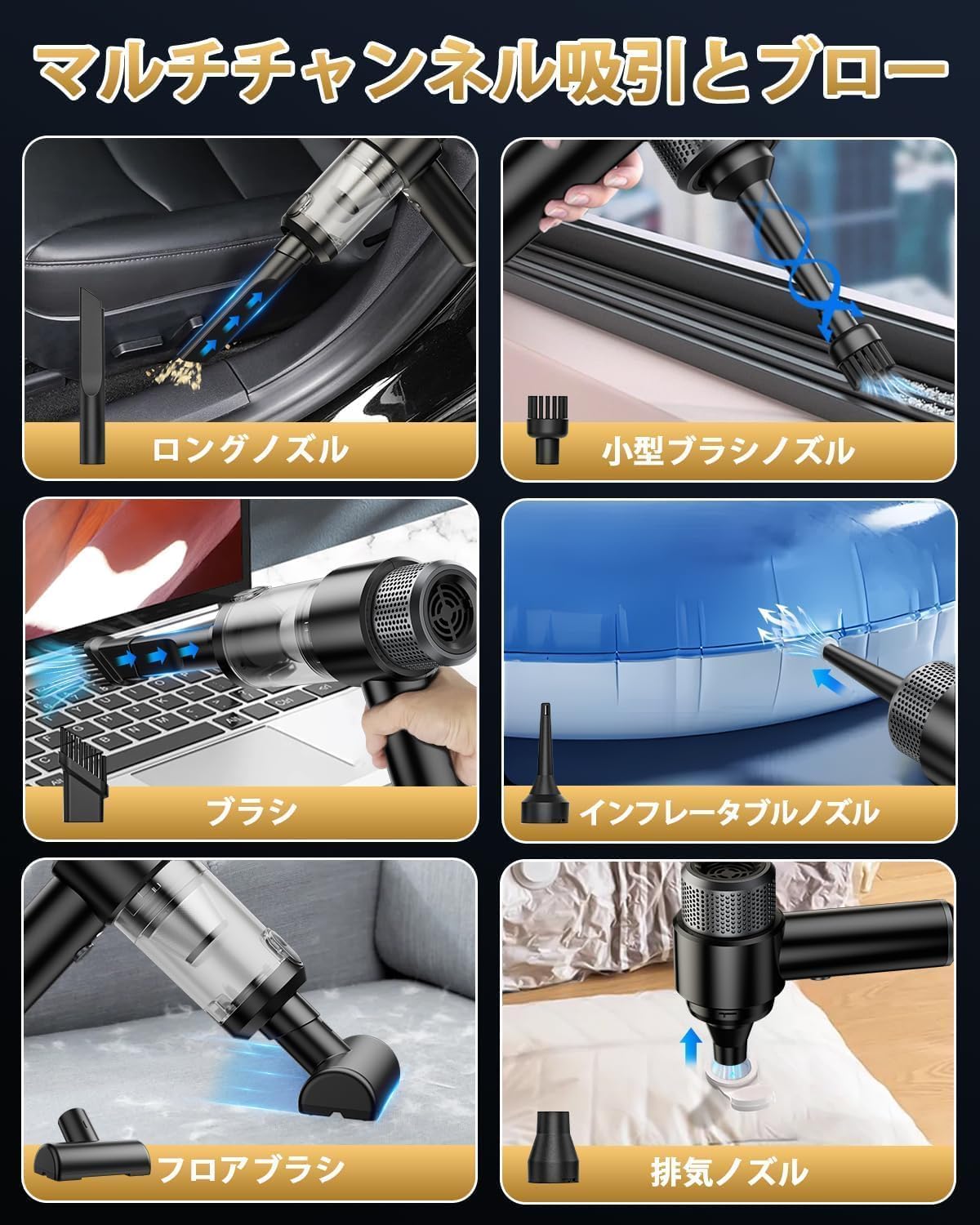 Amazon.co.jp: ハンディクリーナー コードレス 強力吸引力【吹き飛ぶ