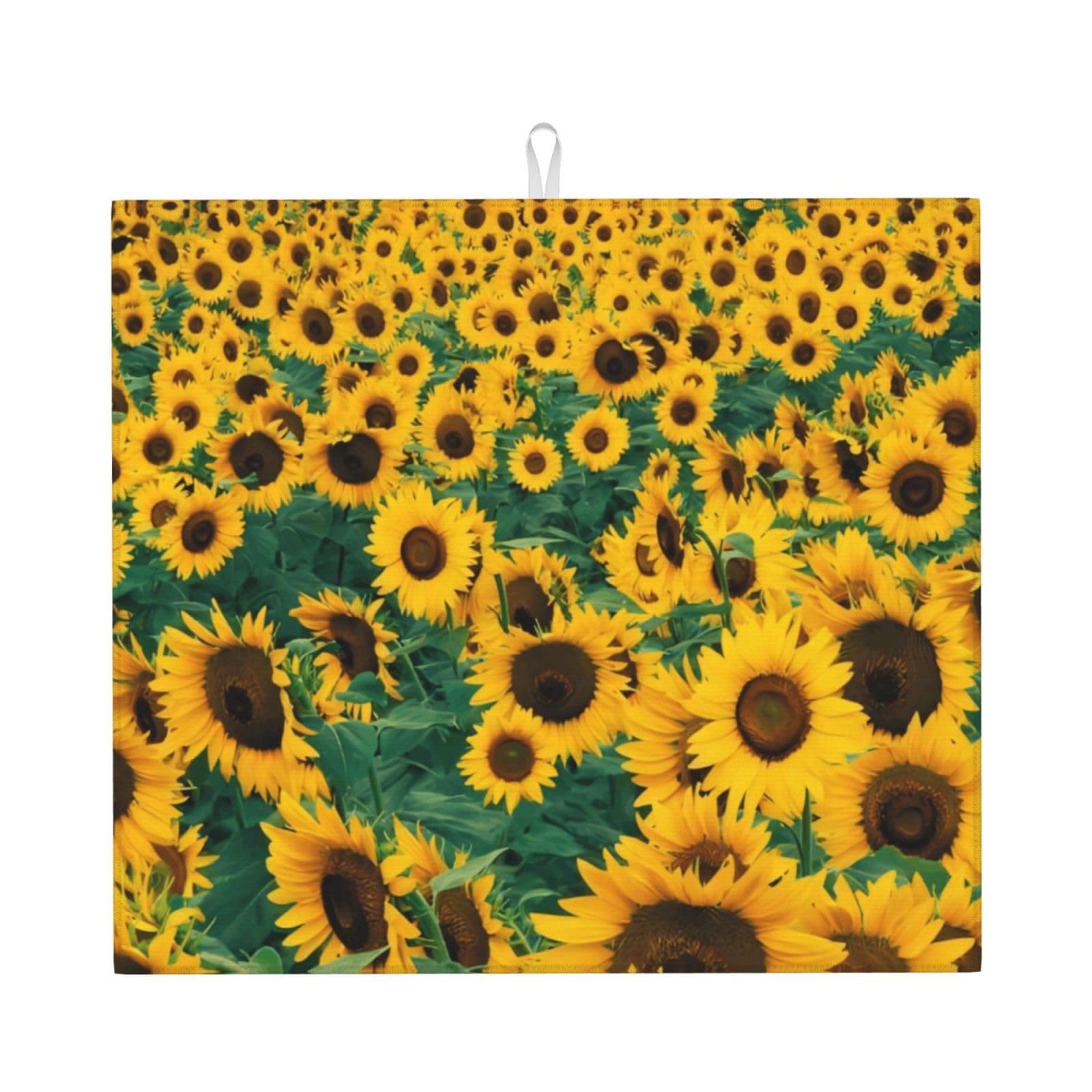 Yyhwhjde Black Many Beautiful Sunflowers Prints Kitchen Drying Mat – Absorbent Dish Throw For Countertop, Non-Slip Layer With Vibrant Prints, Ideal For Housewarming