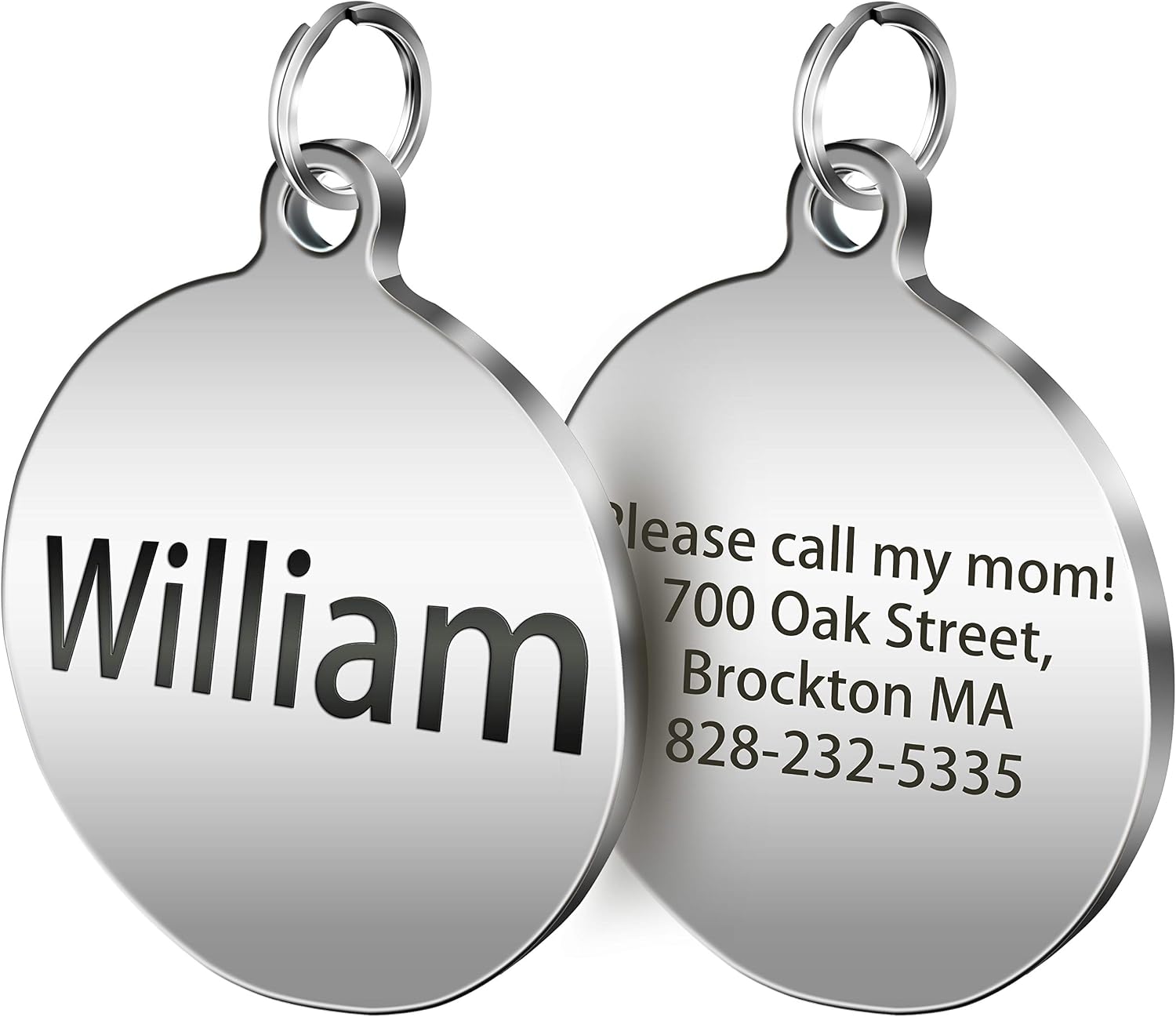 SpecialYou Personalized Pet ID Tags Custom Stainless Steel Circle Engraved Words Round Gift for Dogs Cats (Sliver, S)