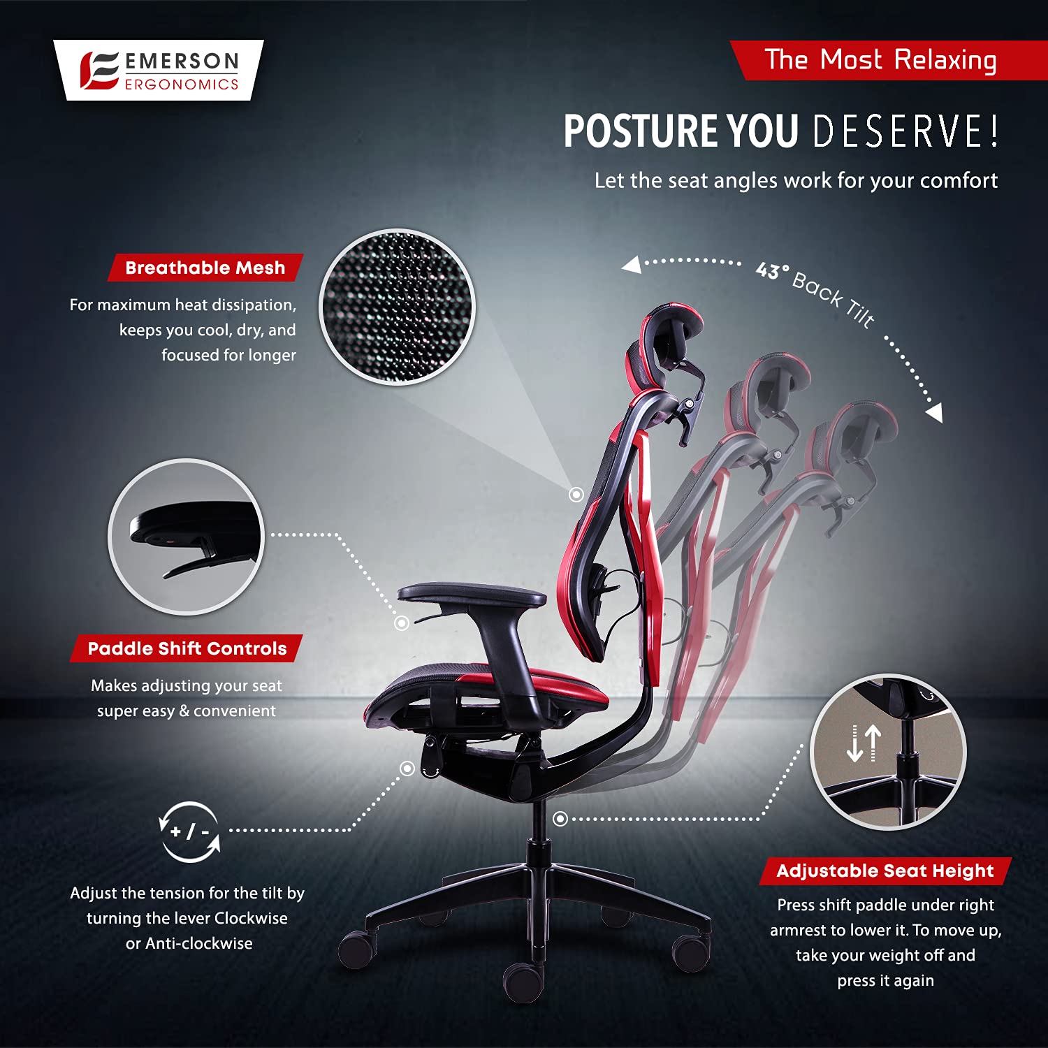 Emerson Ergonomics Goliath Mesh Gaming Chair, Ergonomic Gaming Chair
