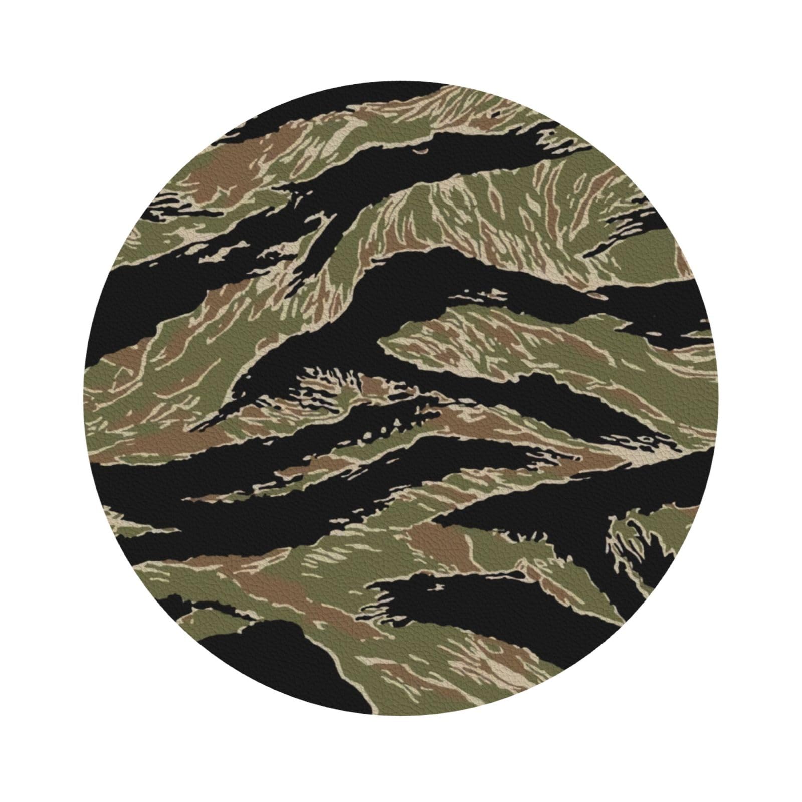Tiger Stripe PU Leather Coasters Set of 6 Round Drink Coasters