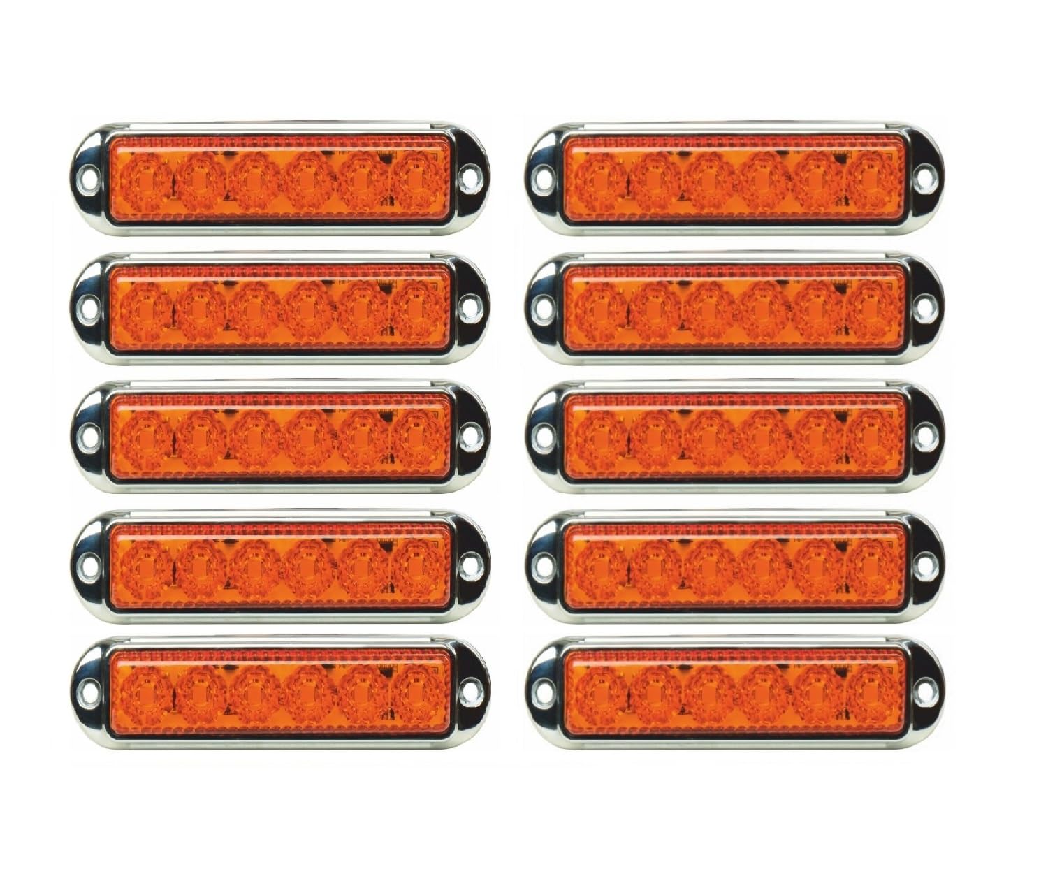 10 pomarańczowo-żółtych świateł do szablonów LED 12 V 24 V boczne światło pozycyjne z chromowaną ramą do ciężarówek ciężarowych przyczepa kempingowa