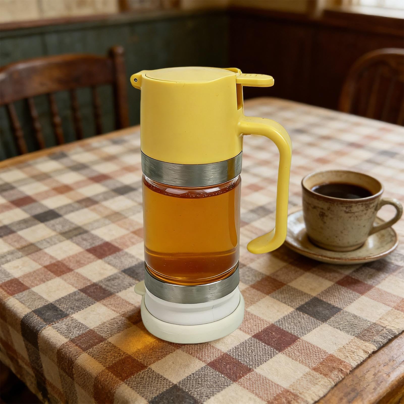 Dispensador de miel, diseño sin goteo con asa, ideal para jarabe de arce, salsas y aderezos, estructura higiénica para cocina, bar y catering