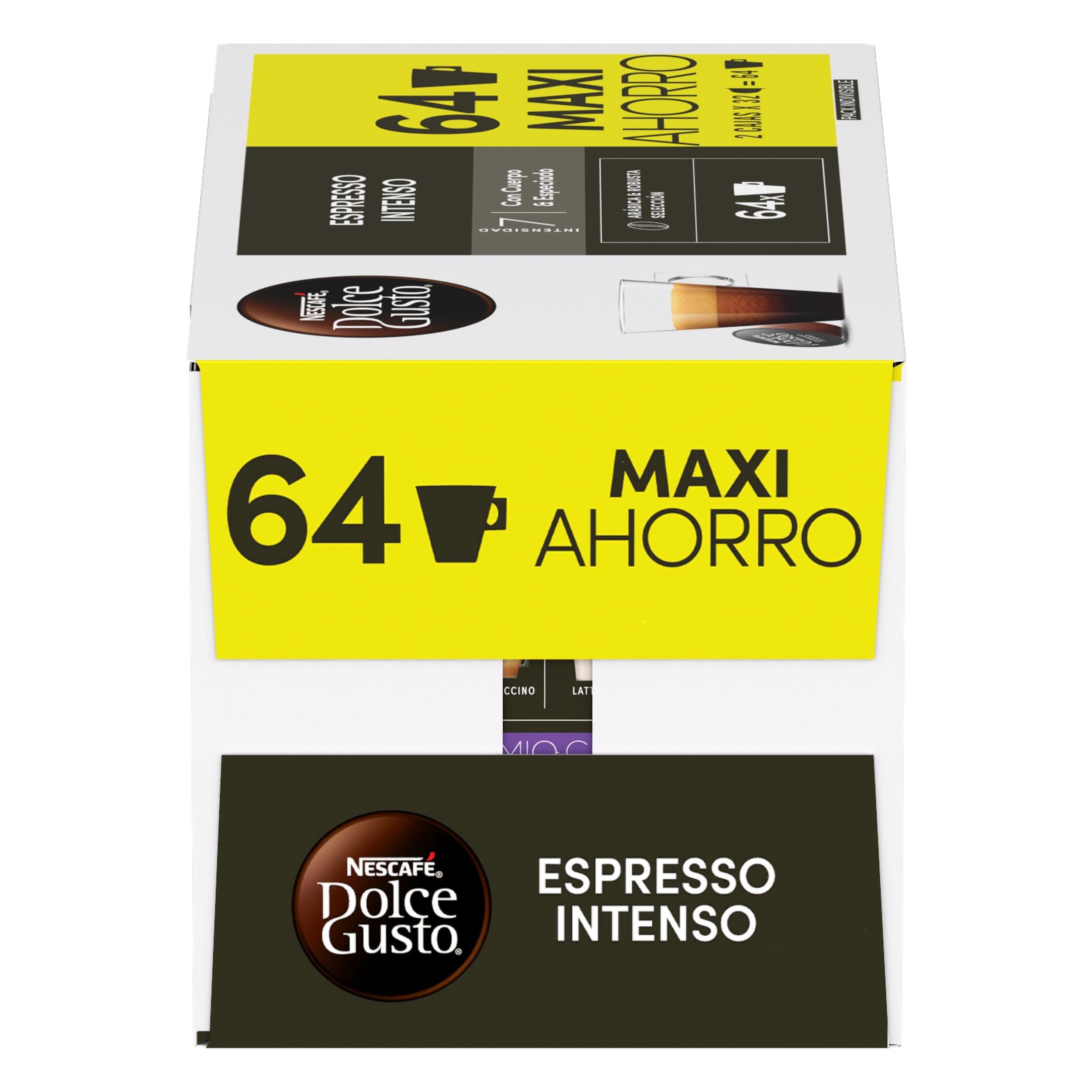NESCAFÉ Dolce Gusto Espresso Intenso - Cápsulas de Café, 64 Cápsulas (2x32) - Orgiginales para cafeteras Dolce Gusto