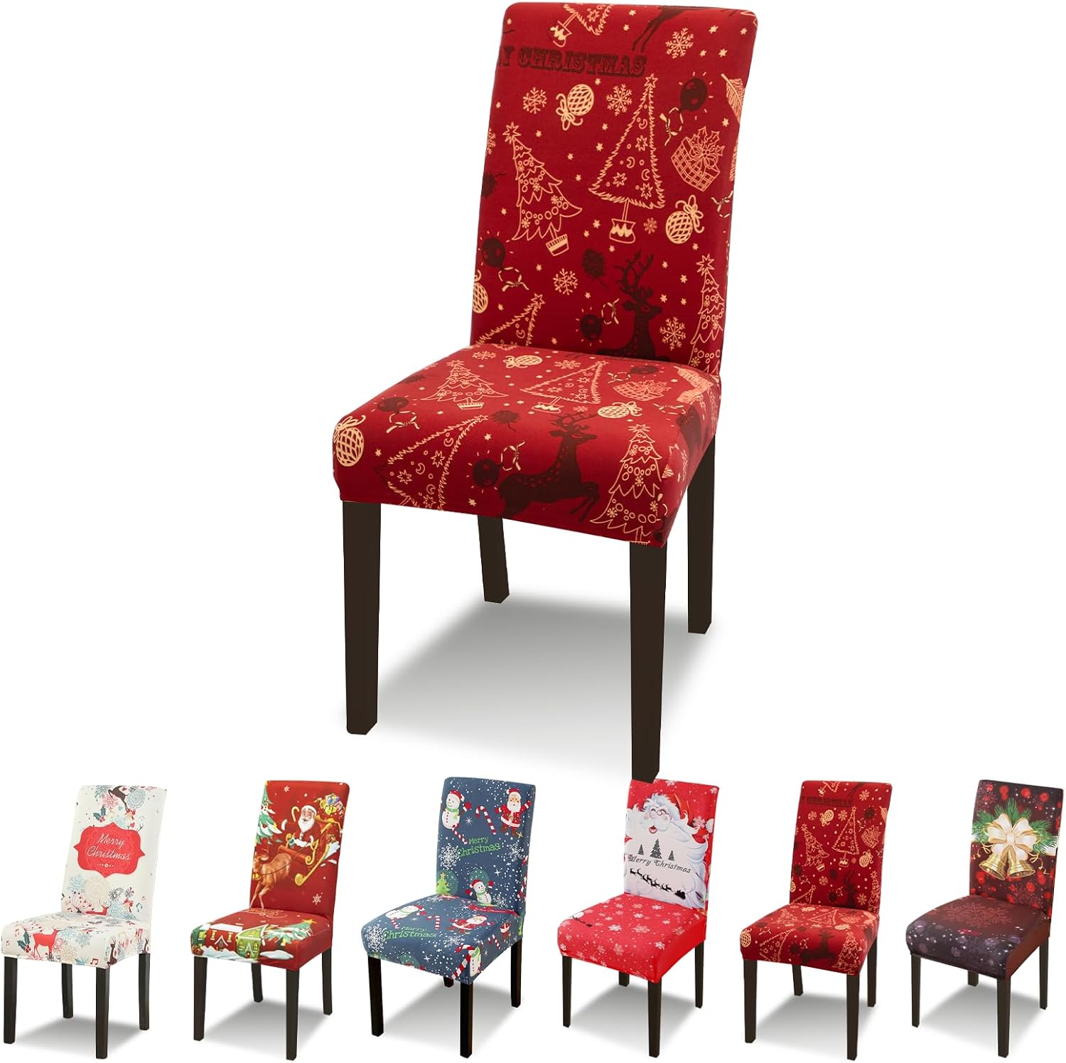 Lydevo Christmas Chair Covers for Dining Room Set of 6