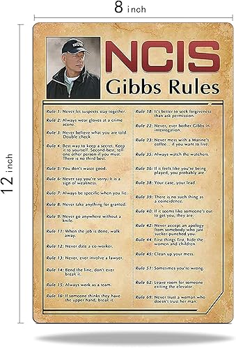 Miniatura 2 de Cartel retro de hojalata, decoración de lienzo impreso NCIS-Gibbs-Rule. Divertido familiar cafetería, cocina, baño, decoración de pared de cueva de