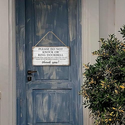 Miniatura 6 de Letrero para dormir con texto en inglés Baby Sleeping For Front Door Please Do Not Knock Or Ring (Welcome Go Away)