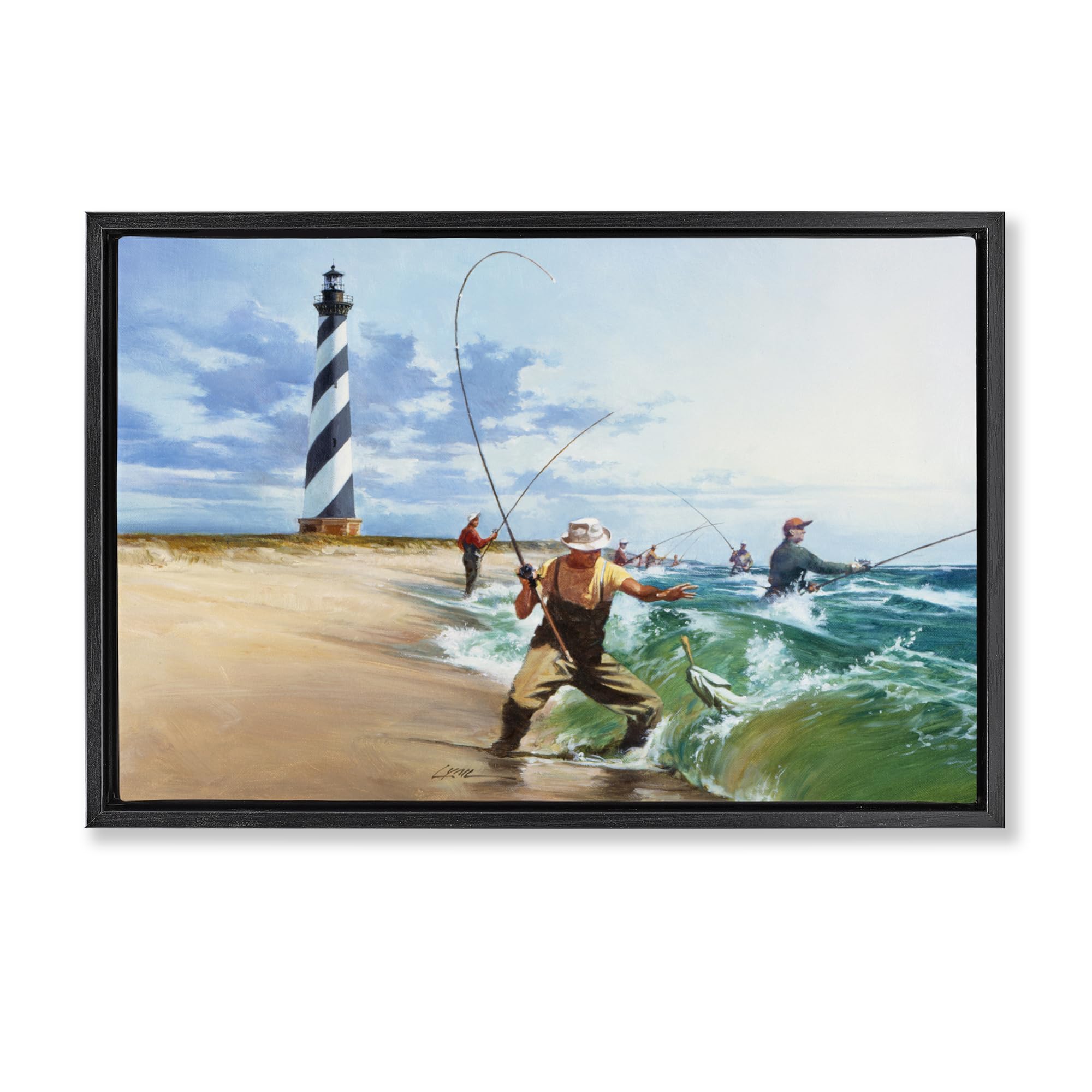 'Cape Hatteras Fishermen'| Floating Frame Canvas Art