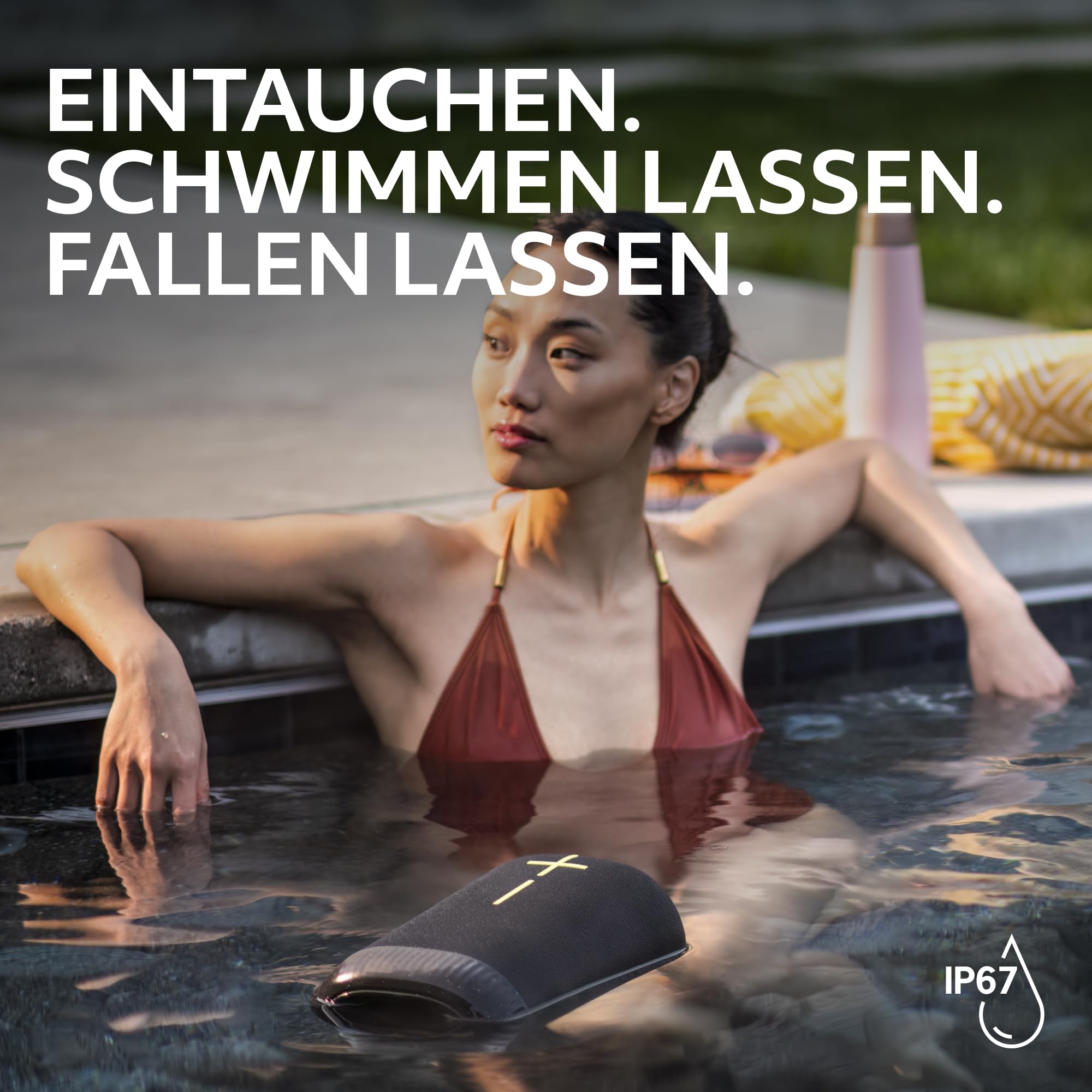 Ultimate Ears EPICBOOM, mobiler kabelloser Bluetooth-Lautsprecher | satte Bässe, immersiver 360°-Sound, adaptiver EQ, wasserdicht IP67, schwimmfähig, 17h Akku, 55m Reichweite - Schwarz