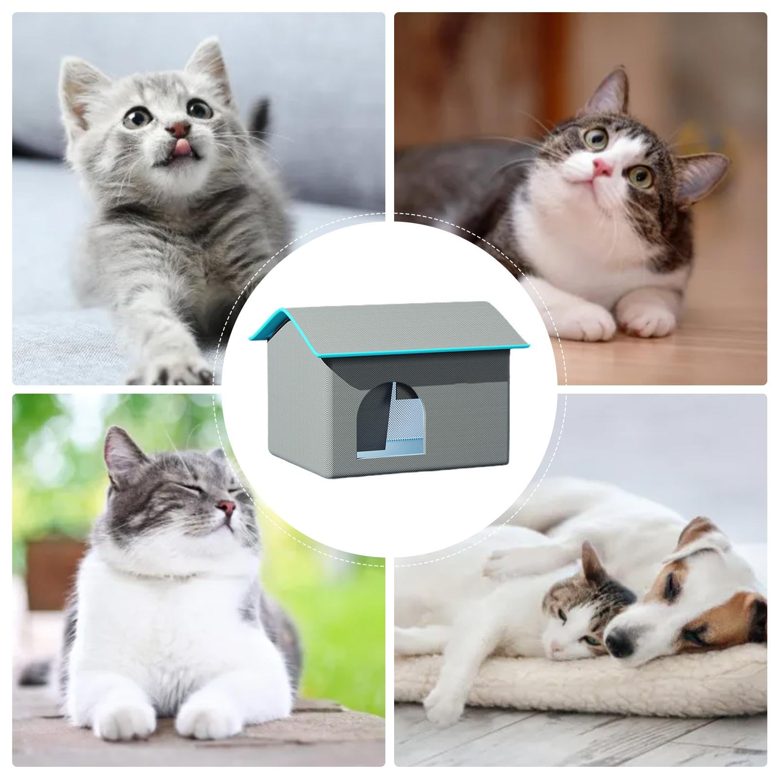 Refugio de refrigeración para perros, casa de enfriamiento de animales | cabina de aire acondicionado para gatos | Aire acondicionado interior y exterior, cueva para cachorros con 8 bolsas de hielo