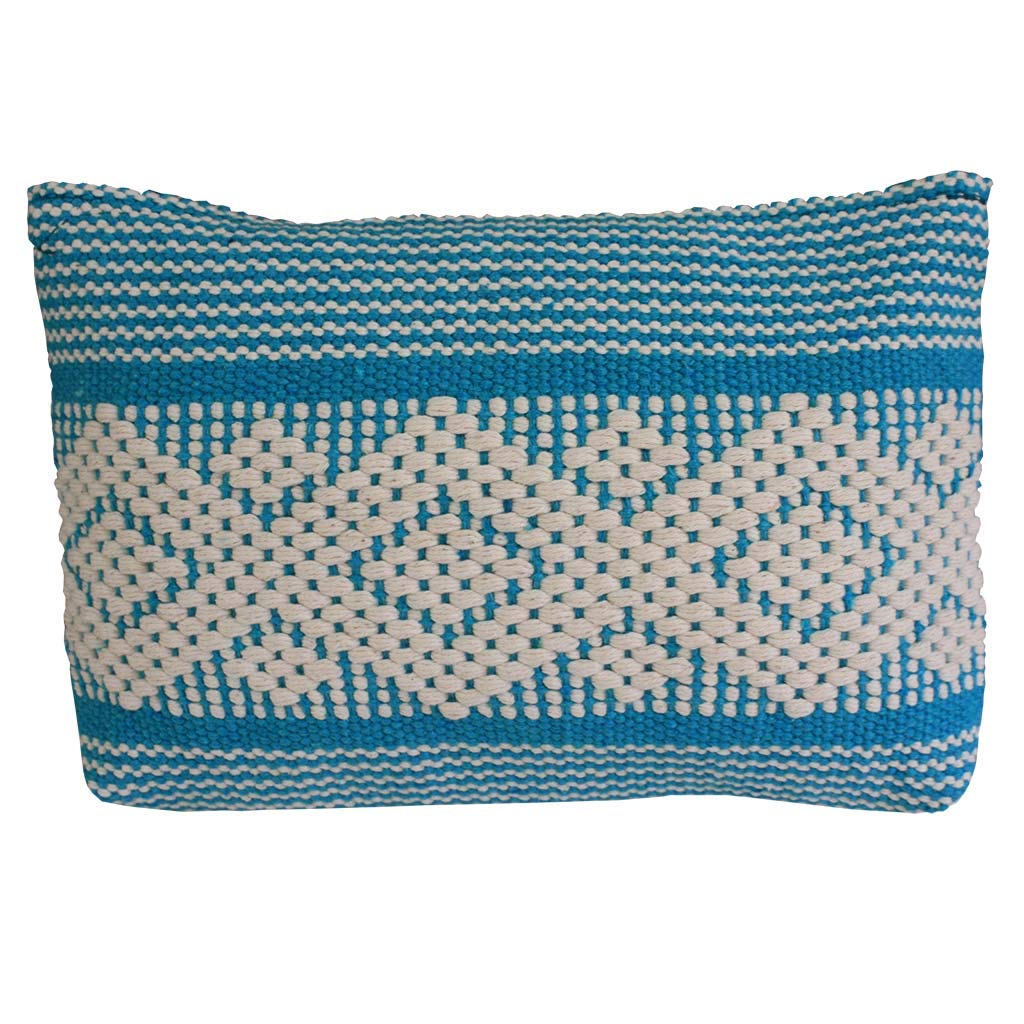 Cosmetic Pouch Bag woven on waist loom Oaxacan Mexico Technique. (Large, Navy Blue)