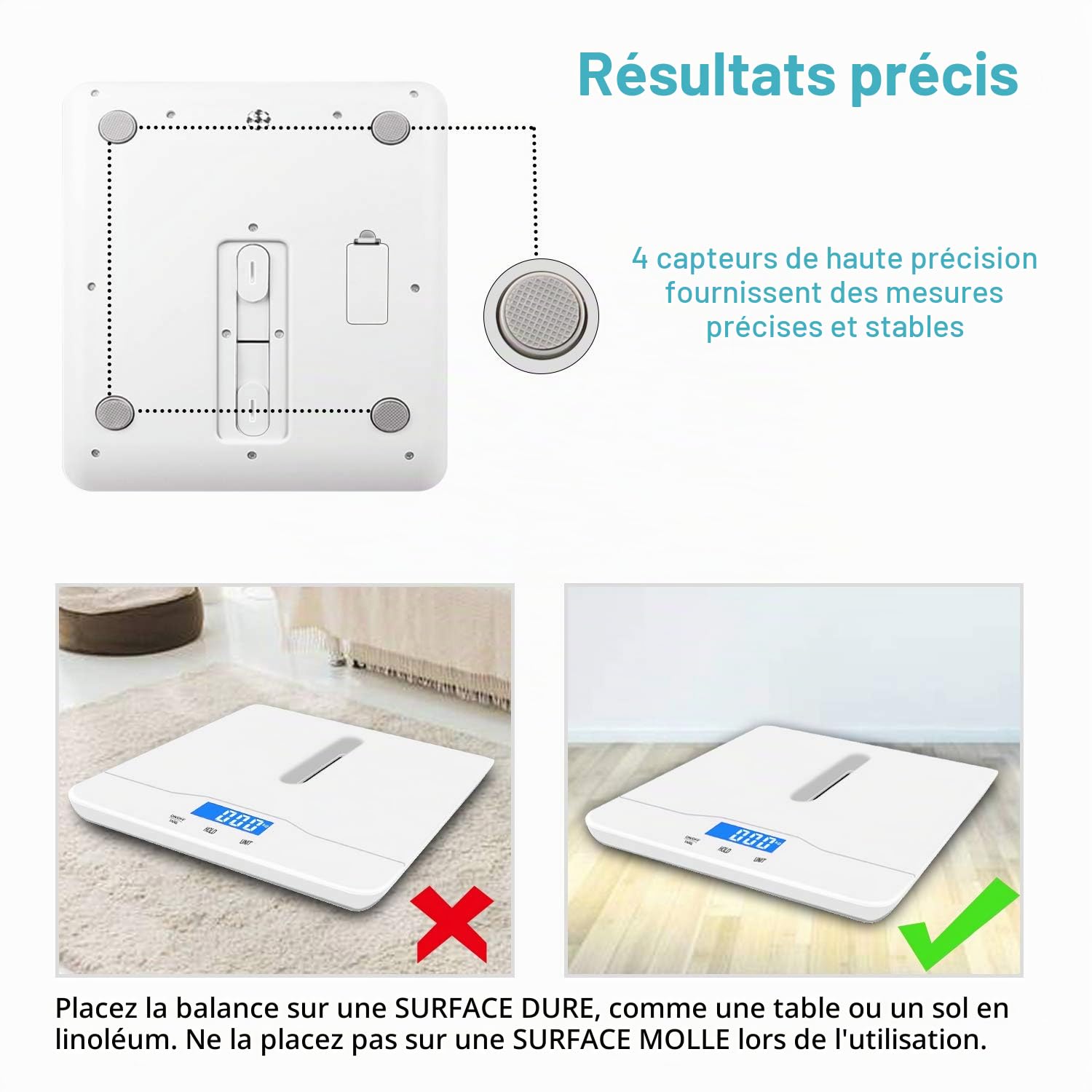 Balance numérique pour animaux de compagnie, 3 modes de pesée kg/oz/lb, 220 lb, précision ±0,02 lb, blanc