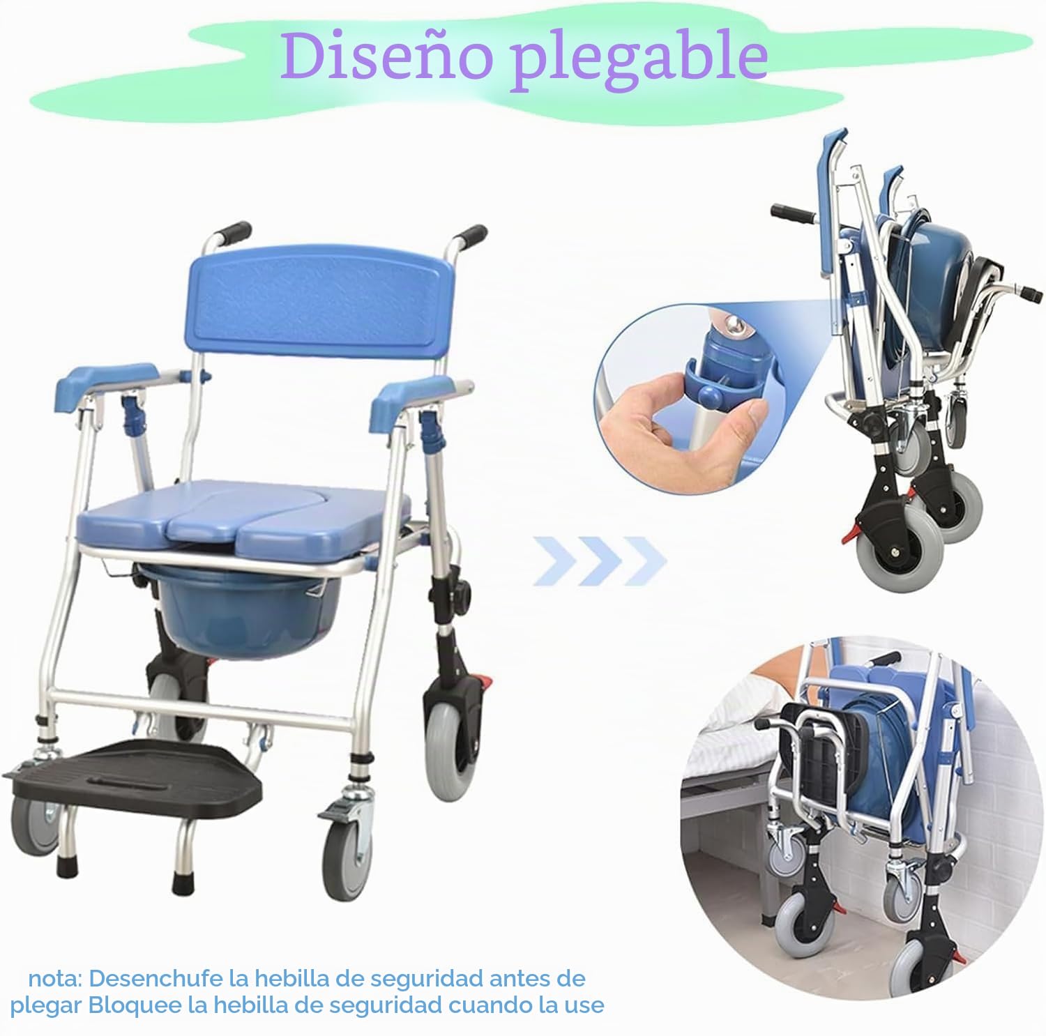 Silla Ducha Personas Mayores 150kg Silla De Ruedas Ducha Y WC Silla Orinal Plegable Silla Ducha Minusvalidos Plegable Silla De Ducha con Ruedas Silla WC Personas Mayores Ruedas