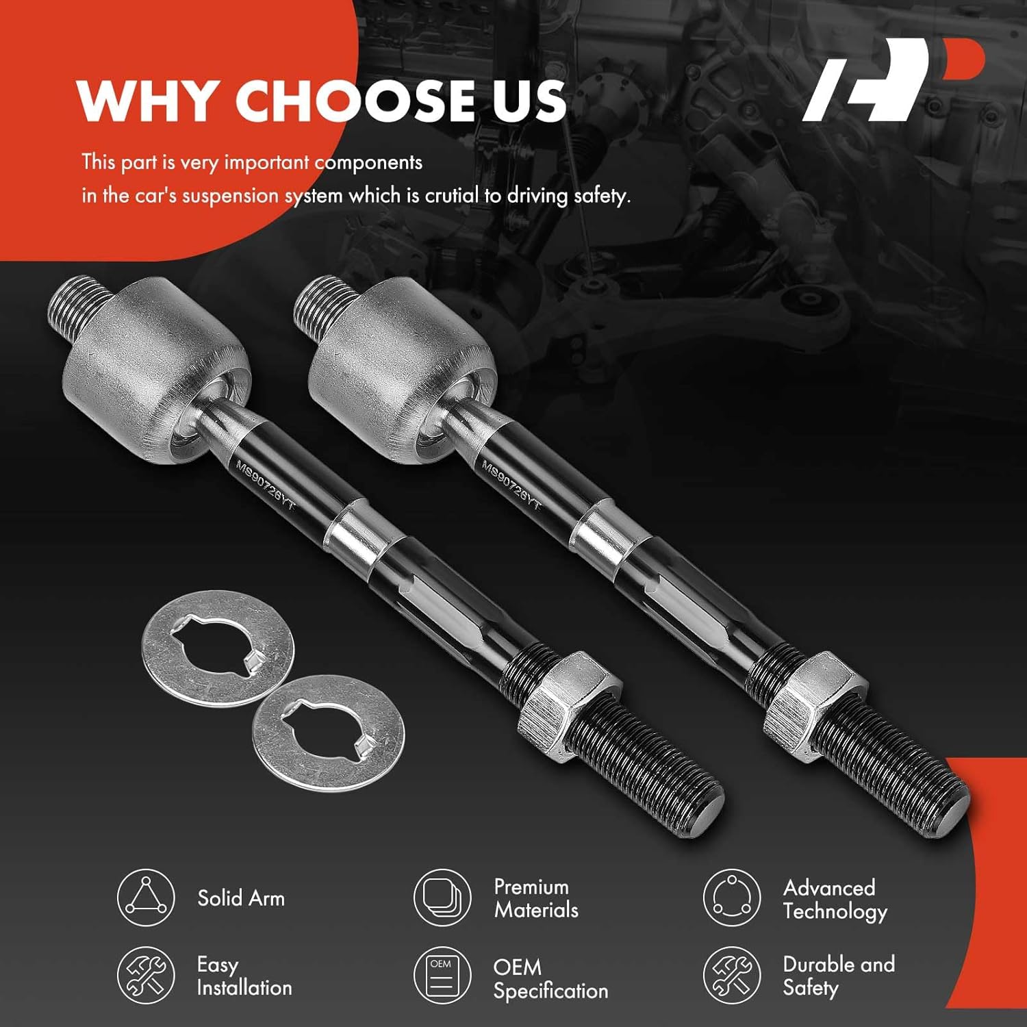 A-Premium 2 x Front Inner Tie Rod Ends, Compatible with Hyundai Sonata 2011-2014, Santa Fe 2013-2018, Azera 2012-2017, Santa Fe XL 2013-2019 & Kia Optima 2011-2015, Cadenza 2014-2016