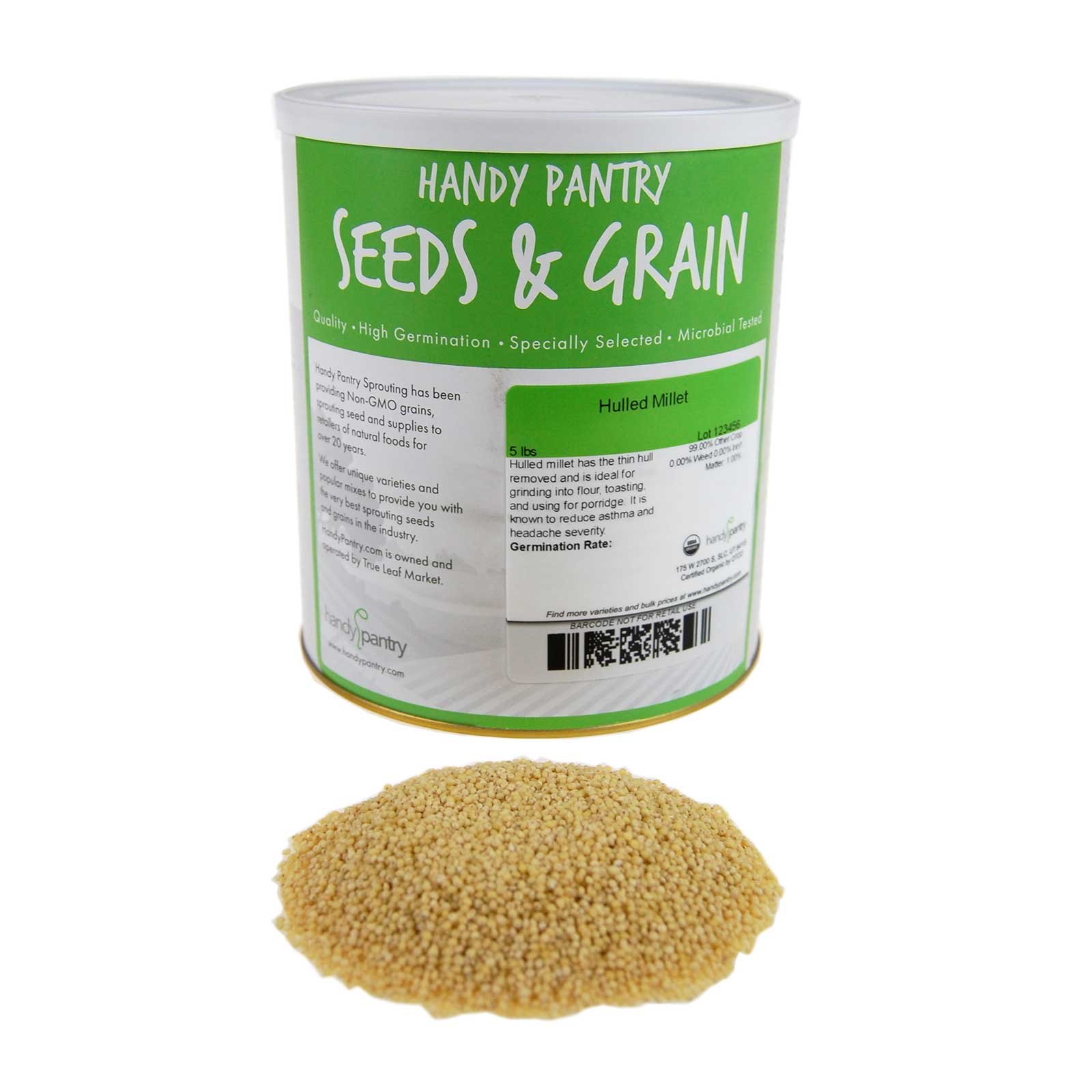 Semi biologici decorticati (usk rimosso): 5 libbre - Grano di cereali non OGM - Prepara birra di miglio, farina di miglio macinata, cereali, semi per uccelli, conservazione degli alimenti di emergenza