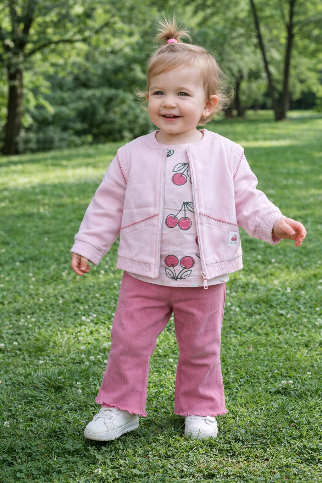 Mayoral Completo primaverile bambina 12 mesi - 80 cm color rosa tema ciliegie composto da 3 pezzi