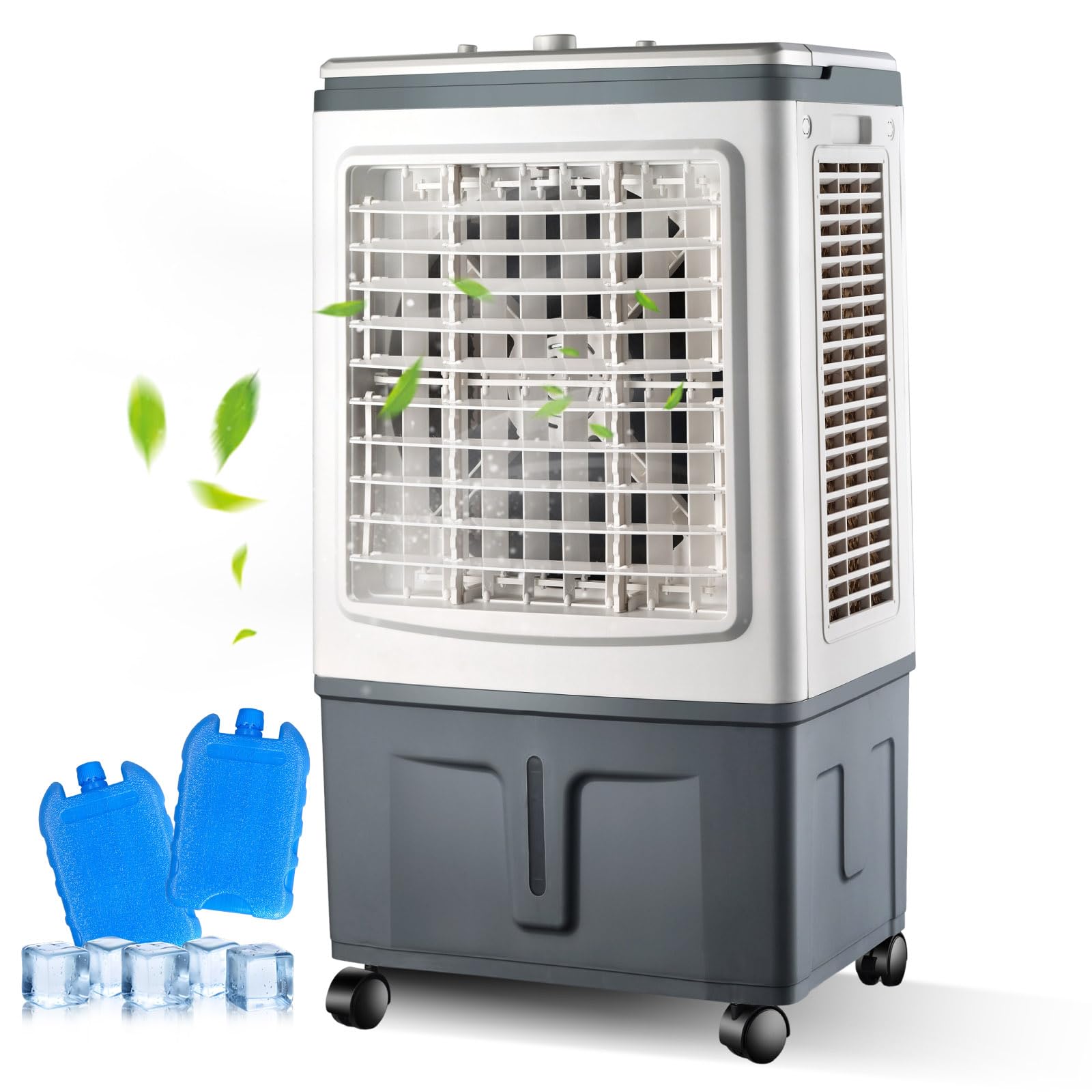 30L Evaporative Air Cooler, Large Portable Mobile Air Conditioner Mechanical, 3 Speeds, 2 Ice Packs, Whole Room