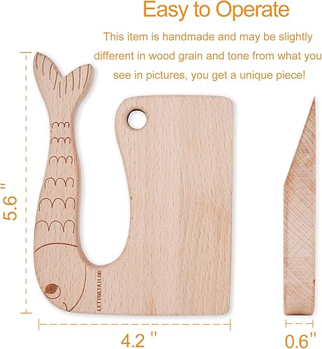 Miniatura 5 de LETTO  TAILOR Cuchillo de madera para niños cuchillos seguros para niños herramientas de cocina Montessori para niños picador cortar frutas y