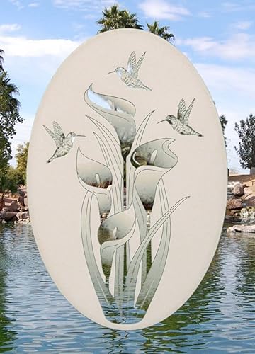 Miniatura 8 de Lily & Colibríes Oval Grabado Ventana Vinilo Vinilo Vinilo Vidrio Aferrada 15" x 23" - Blanco con Elementos de Diseño Transparente