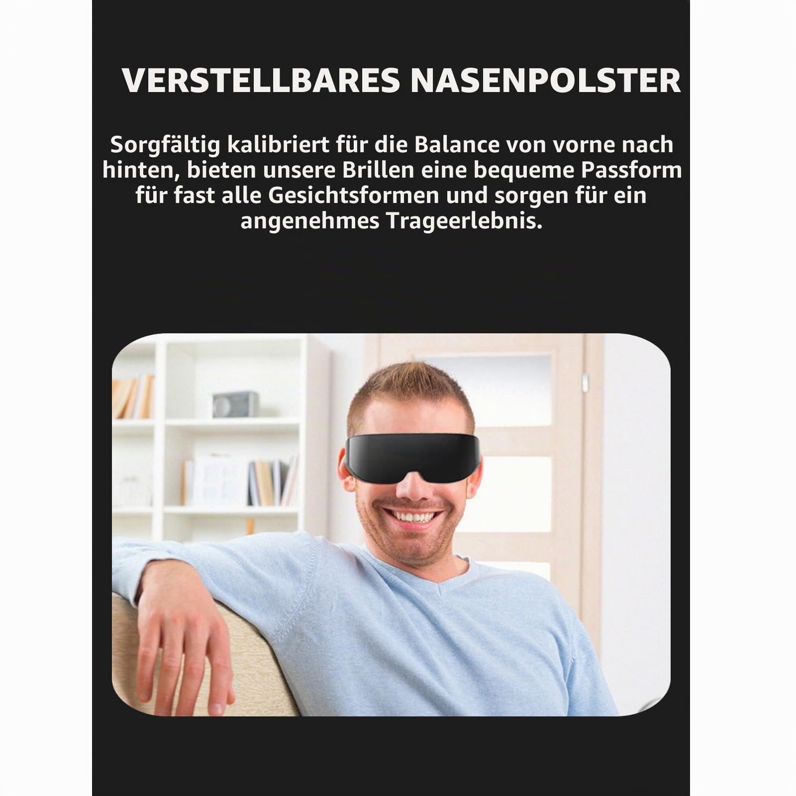 Intelligente 3D-Brille, 4K HD IMAX Gaint Screen 3D-Brille mit Myopie-Korrektur, Myopiefreundliche VR-Headset-Brille, Immersive Panorama-Betrachtungsspiel-Videobrille
