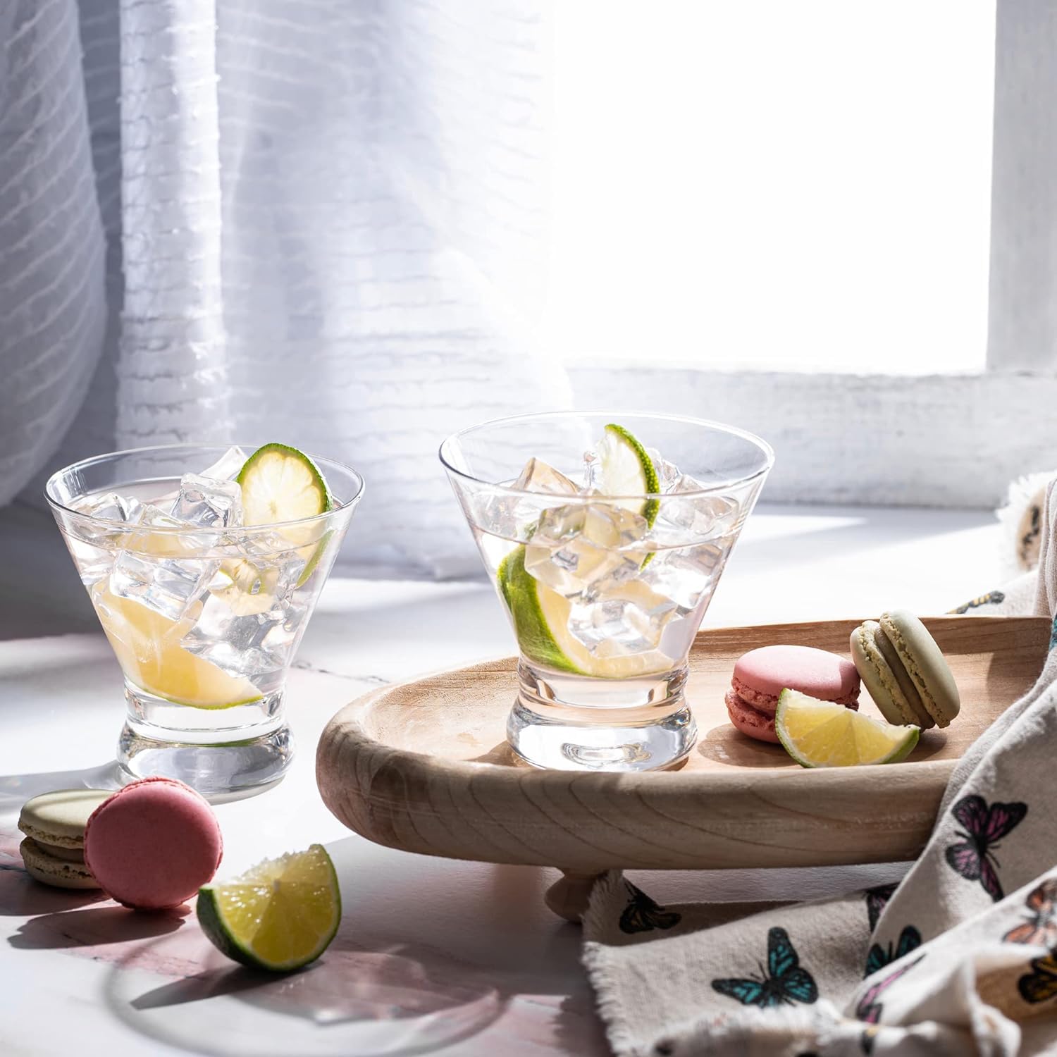 Homestia Martini Glasses - Exquisite Stemless Martini Glass, Short Cocktail Glasses, Cosmopolitan Glasses, Margarita, Whiskey, Gin, Tequila, Scotch, Bourbon, Bar Drinking Glasses Gift Set (240 ml, 2) 3