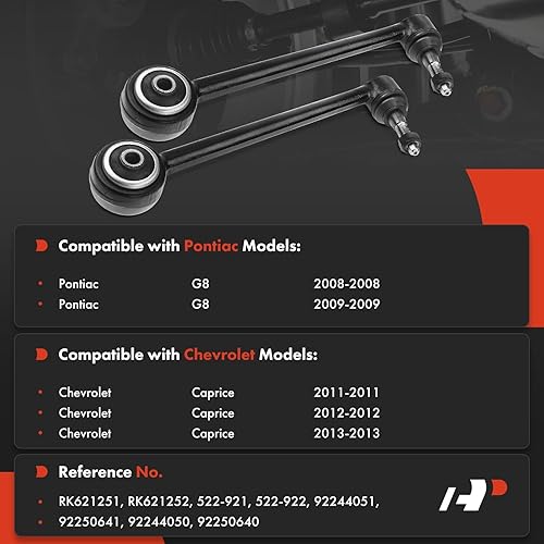 Miniatura 2 de A-Premium 2 brazos de control inferiores delanteros y traseros, con rótula y buje, compatibles con Chevrolet Caprice 2011-2013, Pontiac G8 2008-2009