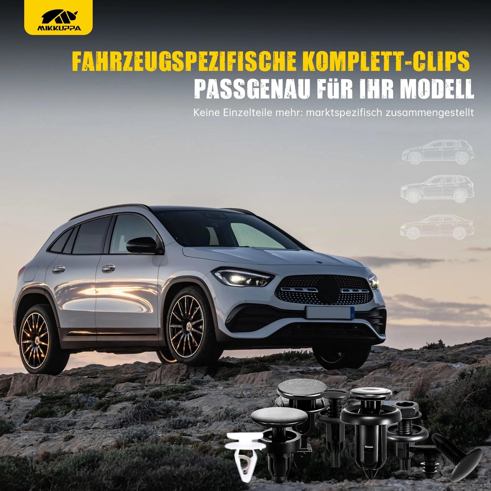 MIKKUPPA Zestaw 300 klipsów mocujących do samochodu | Klamry do tapicerki drzwi klipsy plastikowe nity zderzak nity rozprężne karoseria klipsy zestaw mocujący do Opel