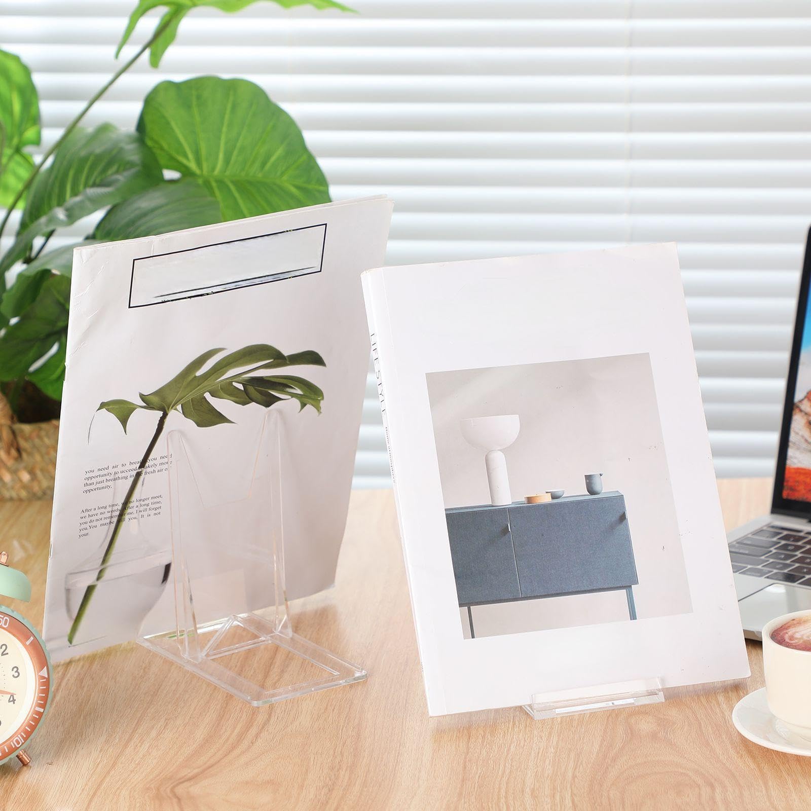 Confezione da 24 supporti per libri in acrilico da 15,91 cm, regolabili, trasparenti, per casa, ufficio, fumetti, CD, riviste, cartoline, opere d'arte (14 x 15 x 8 cm)