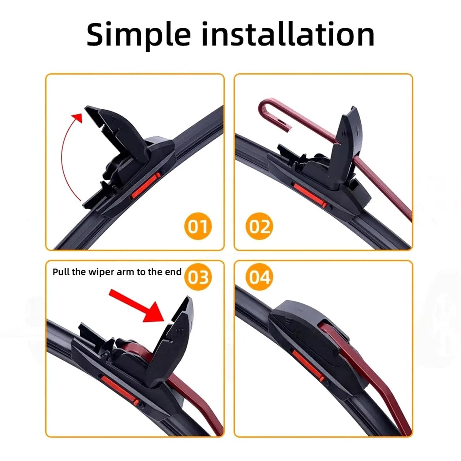Hojas de repuesto para limpiaparabrisas Escobilla limpiaparabrisas impermeable con gancho J/U, escobilla de goma doble 13 "14" 16 "18" 19 "20" 21 "22" 24 "26" 28 "
