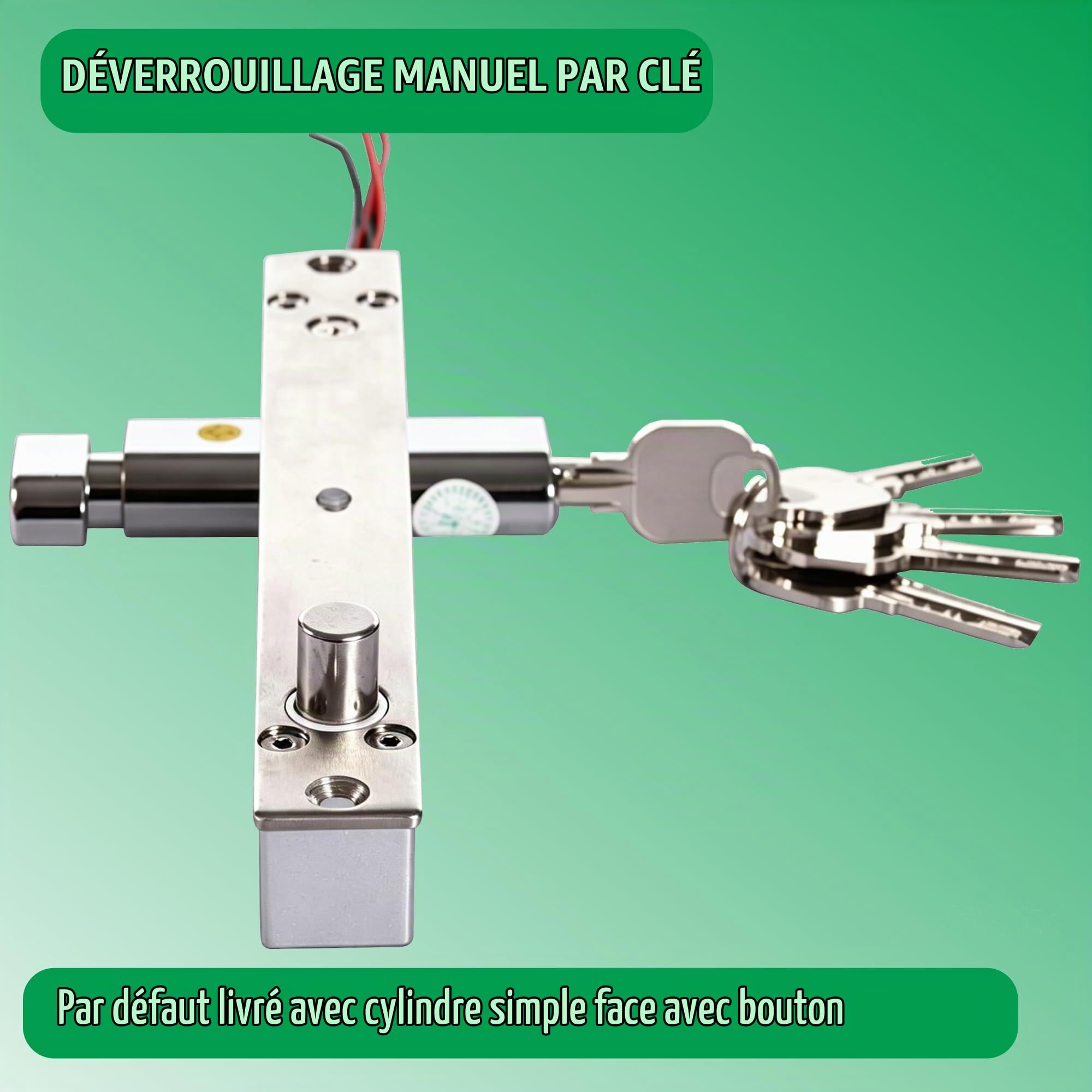 UHPPOTE Cylindre de Serrure Fail Secure NO Verrou Electrique Solide Ouvert par la Clé Cylindre Ouvert Manuellement