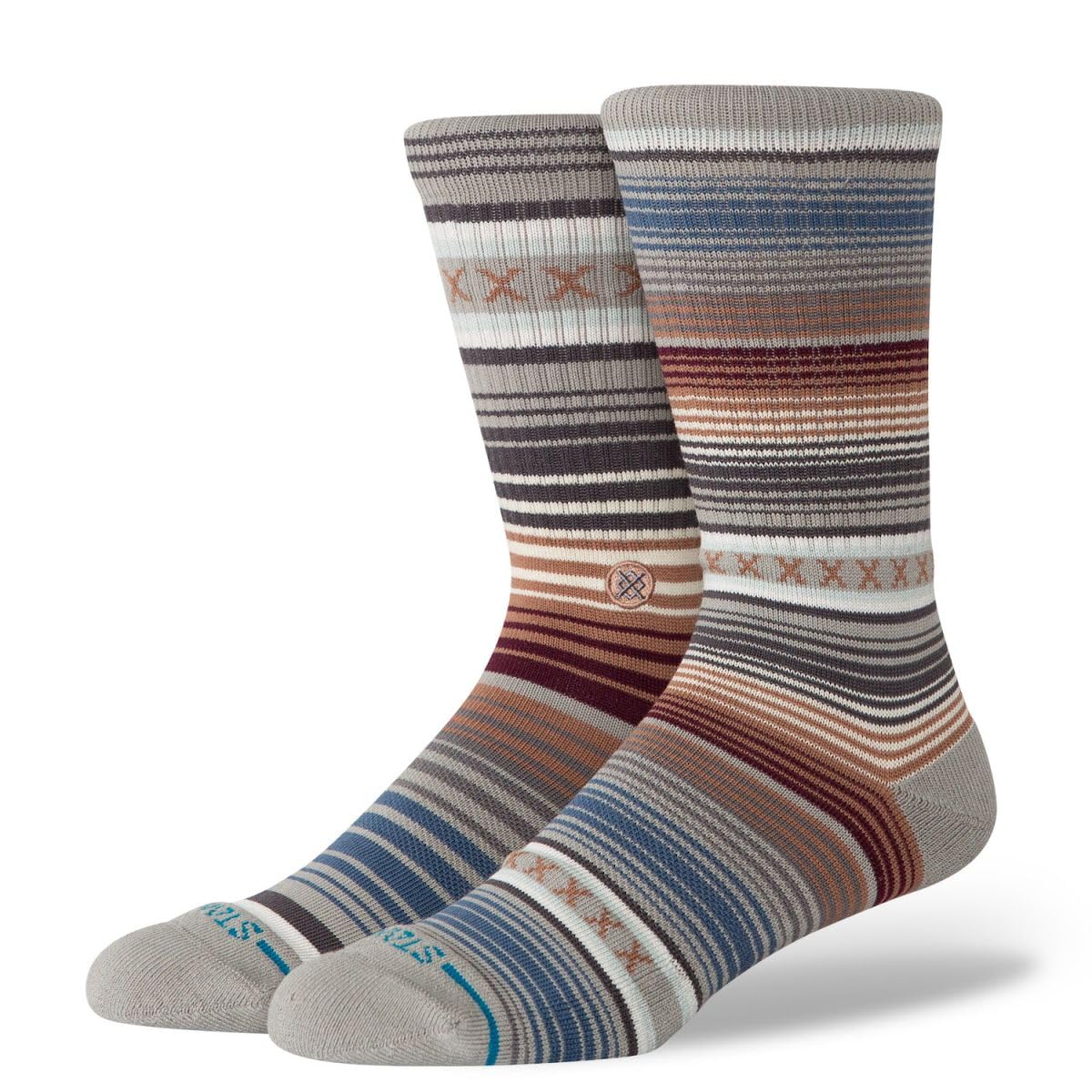 Stance Curren Crew Socks Multi Striped Calf Socks Large
