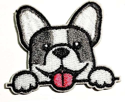 Miniatura 2 de Rareeasy Parche de dibujos animados para cachorros, parches de bulldog francés, apliques bordados para coser, símbolo, ropa, jeans, sombreros,