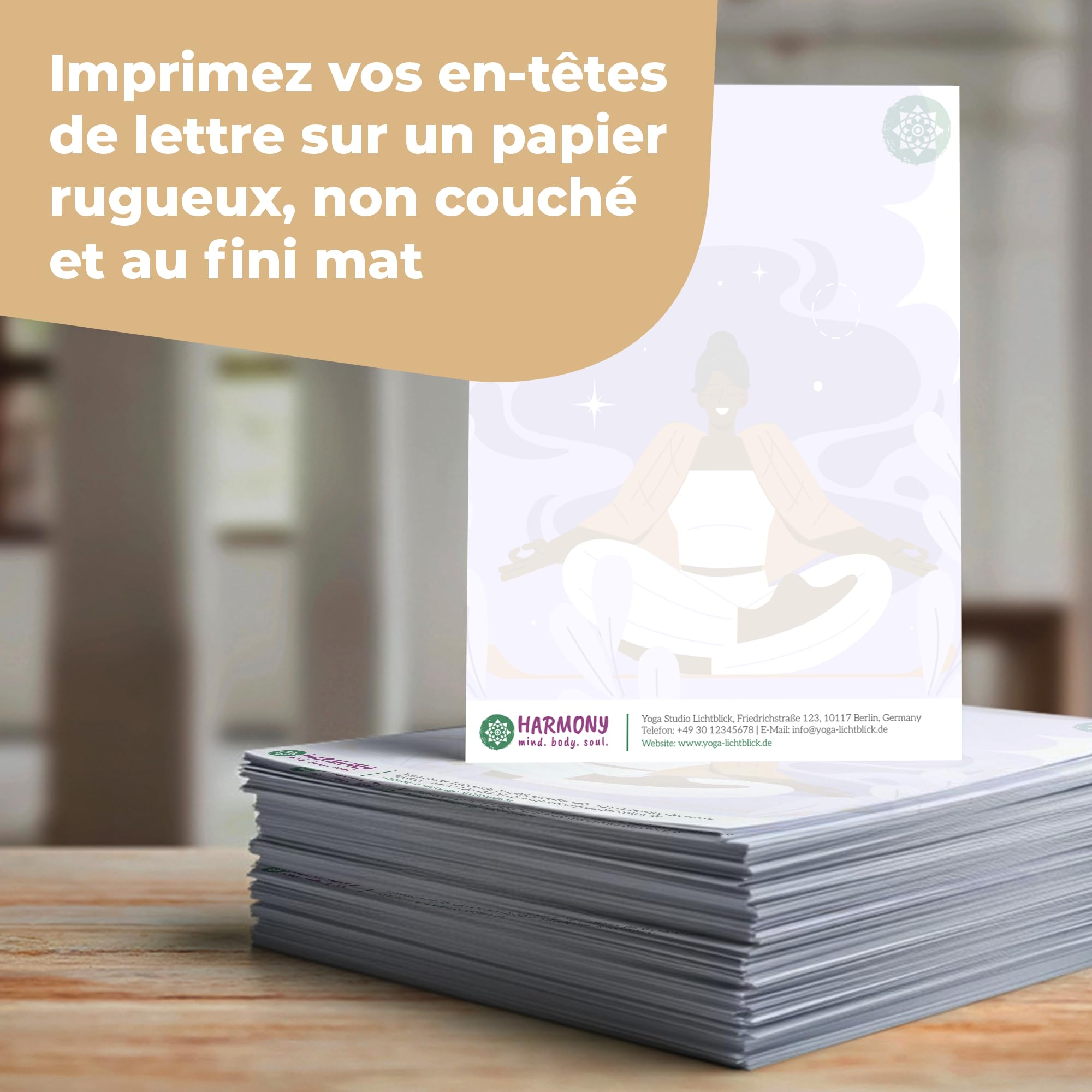 Cimpress Papier à en-tête personnalisé A4, Papeterie entreprise avec logo imprimé, Format 210x297mm FSC, Packs de 10, 50, 100 ou 250 feuilles (100)