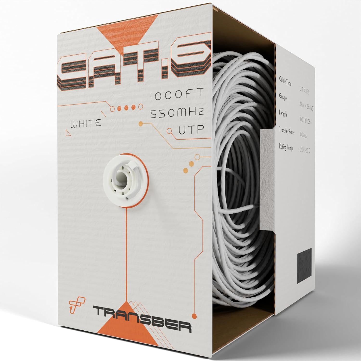 CAT6 1000ft Ethernet Cable Solid UTP Up to 10Gbps 550Mhz 23AWG 4x2 Pair Bulk Cable Network PoE++/4PPoE LAN Wire 1000-feet Easy Pull Box (Black)