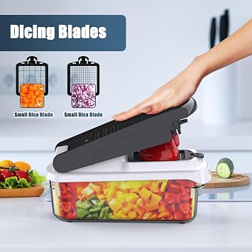 Vegetable Chopper - Mandoline Slicer, Onion Veggie Food Chopper with Container, Cucumber Potato Slicer, Salad Chopper Tool, 15 in 1 Kitchen Gadgets, Perfect for House Warming Gifts