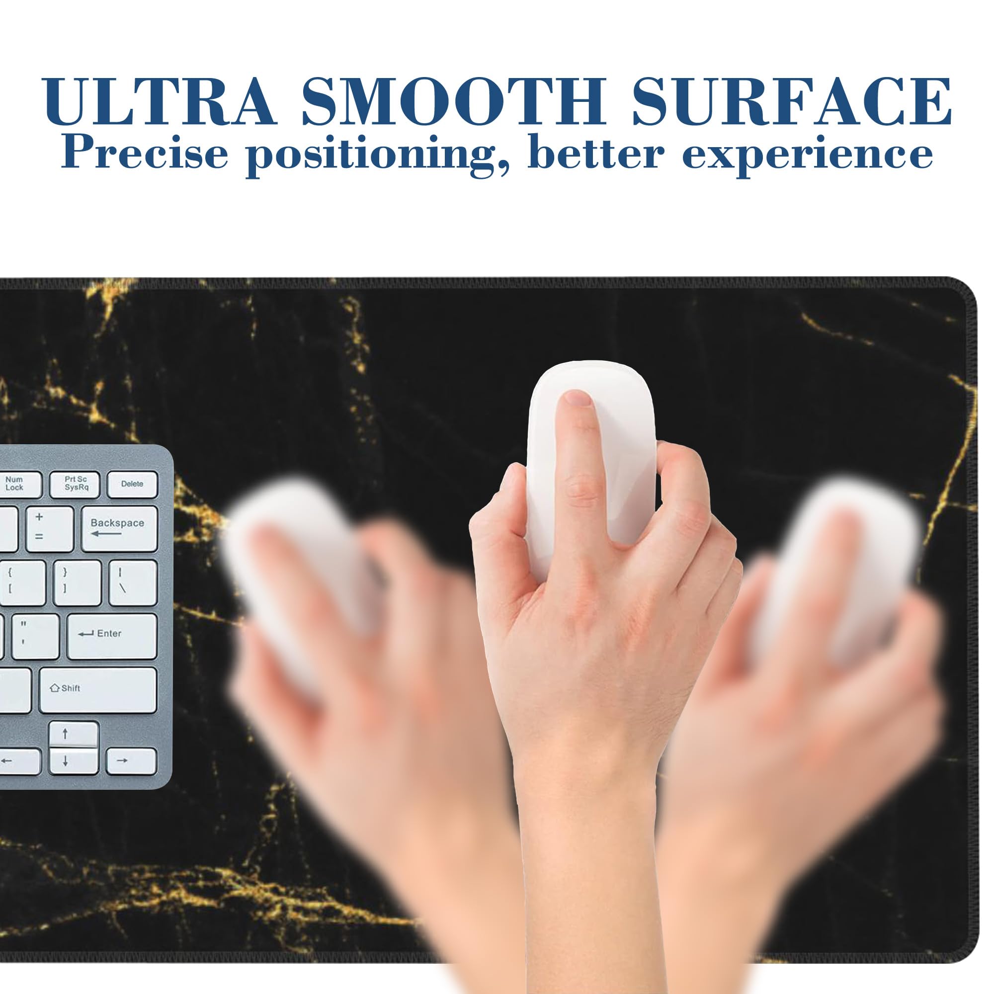 Large Gaming Mouse Pad For Desk Black And Gold Marble Big Desk Mat Extended Mousepad With Stitched Edge And Non-Slip Base Long Computer Keyboard Mouse - View #14