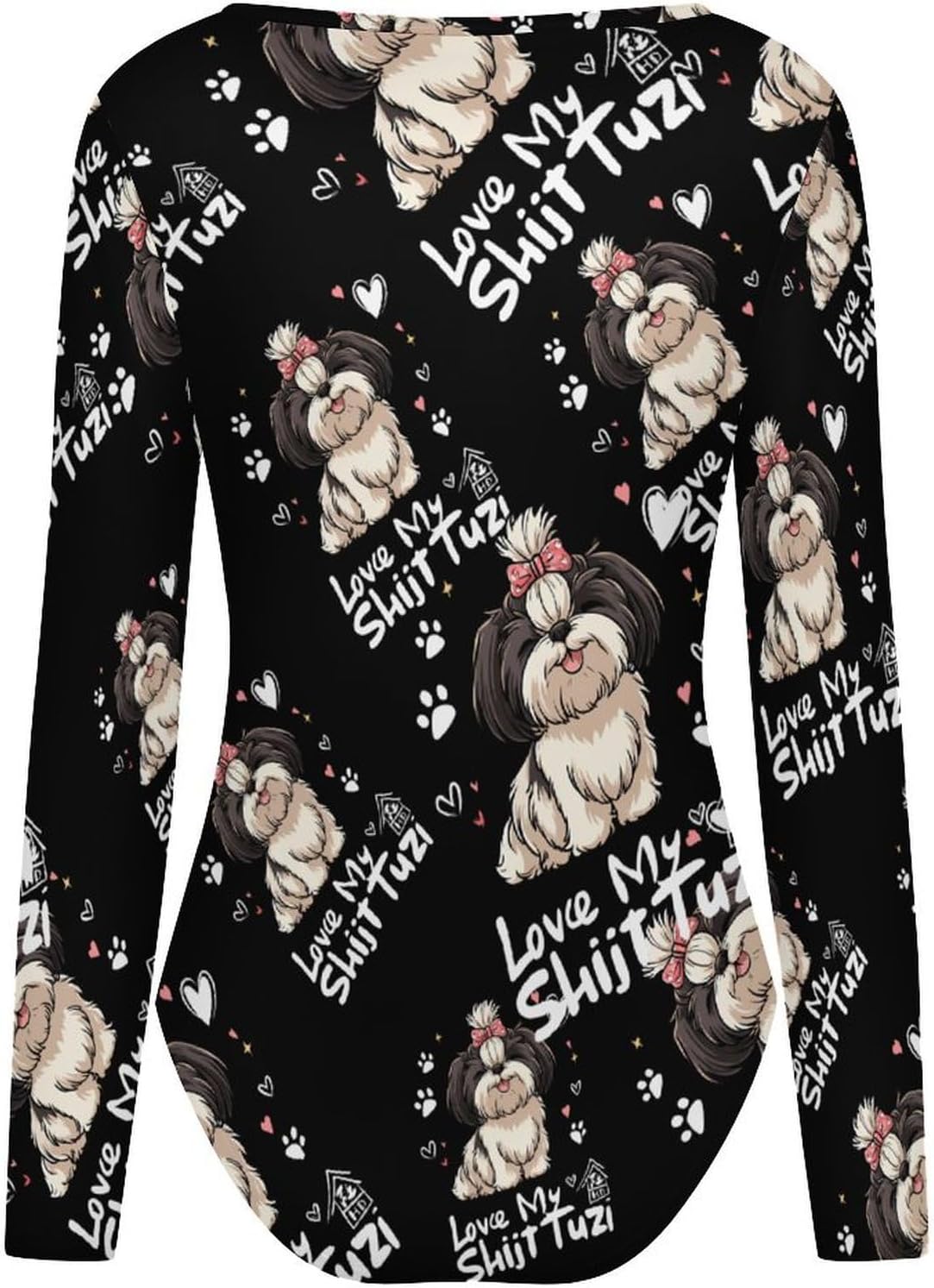 Love My Shih Tzu Dog Women's Bodysuits Long Sleeve Top 5XL