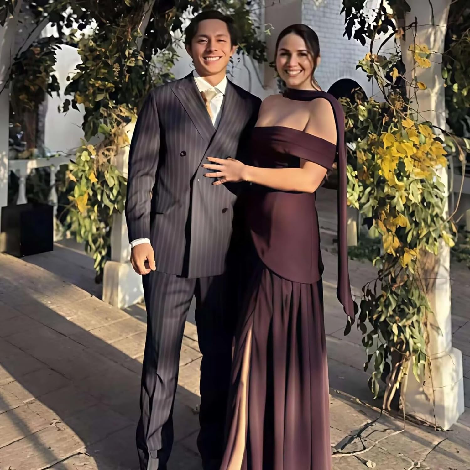 Satin Bridesmaid Dresses for Women with Scarf Off Shoulder Pleated Long Prom Formal Party Dress with Slit