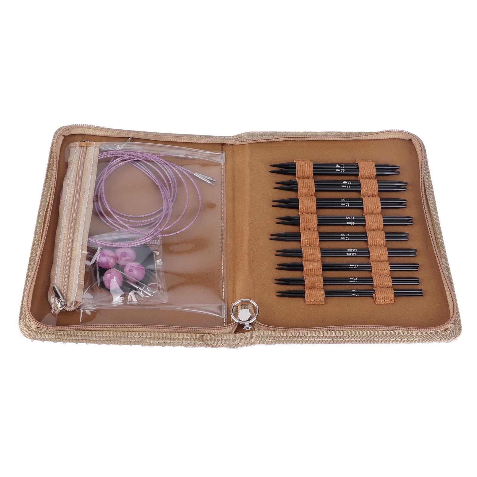 Juego de agujas de tejer circulares, juego de agujas circulares ergonómicas intercambiables de 3 a 6 mm con bolsa de almacenamiento para manualidades, entusiastas, tejedores, principiantes