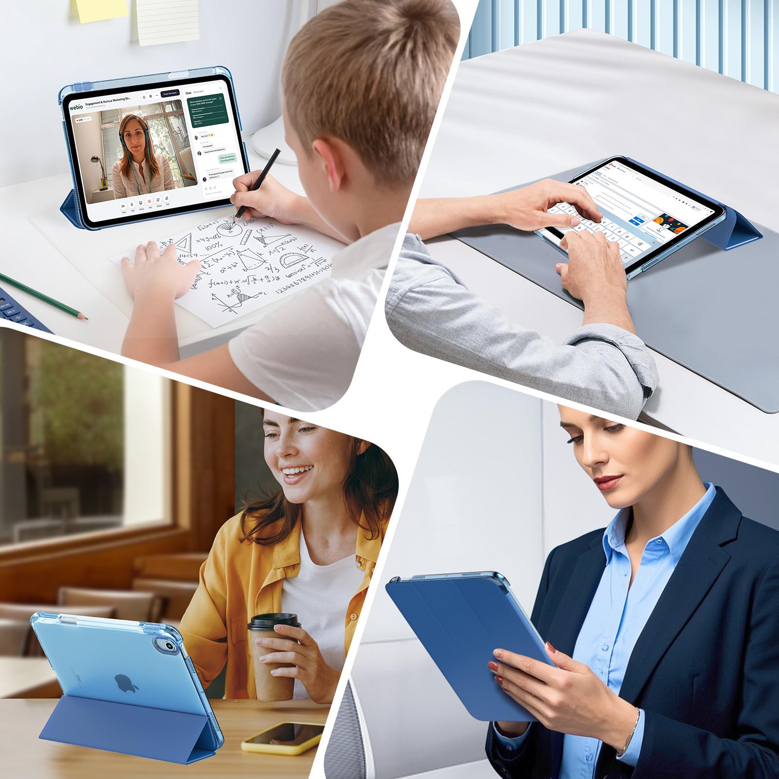 MoKo Cover per iPad Air 11 Pollici Case M4 M3 M2 2026 2025 2024, iPad Air 5a 4a Gen 10,9" 2022 2020 con Portapenna, Blu Marino