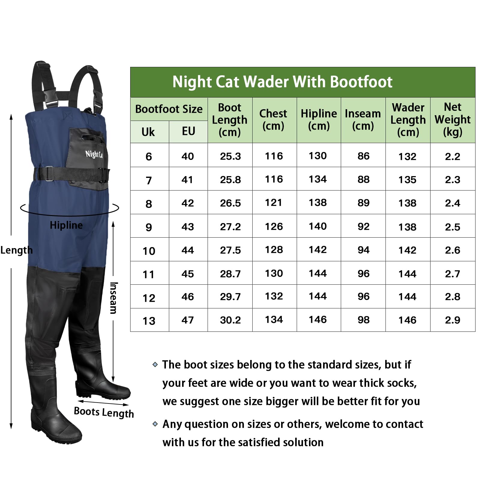 Night Cat Waders Pêche Homme: Cuissardes Peche Femme Imperméable Respirant avec PVC Bottes