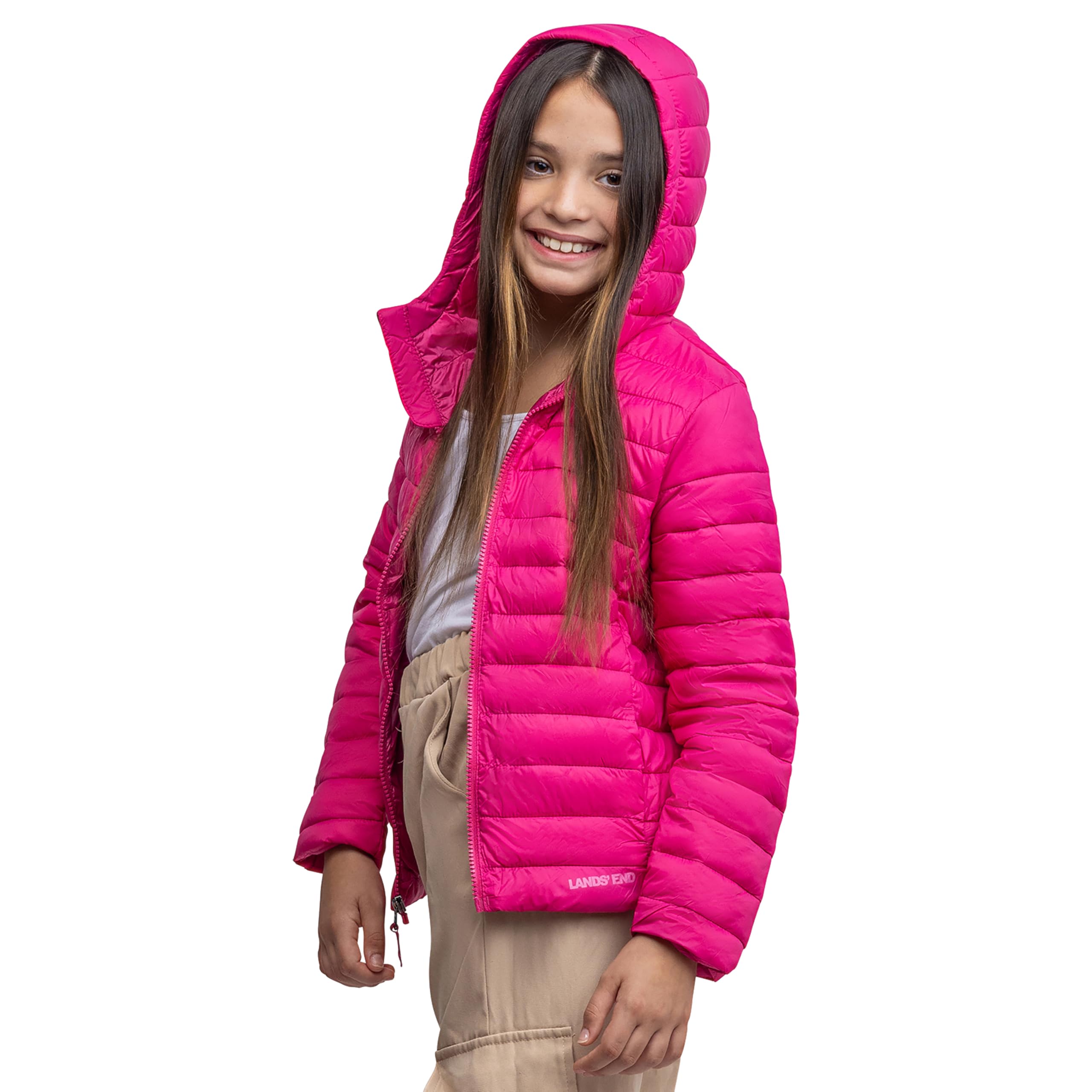 Lands' End Kids Full Zip Lightweight Thermoplume Hooded Jacket (S-XL)