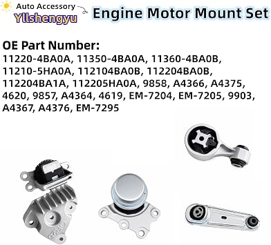 Engine Motor Transmission Mount Kit for Nissan Rogue/X-Trail