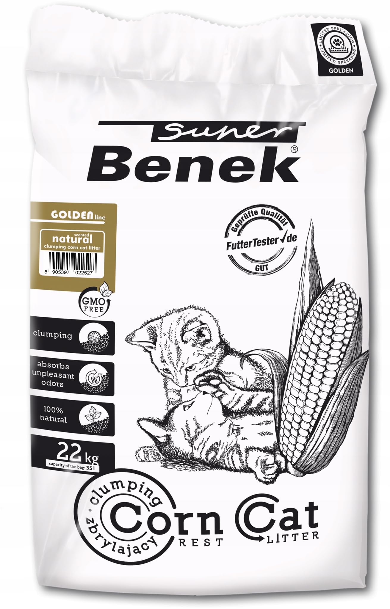 Super Benek Corn Cat Golden Naturkatzenkies 35L