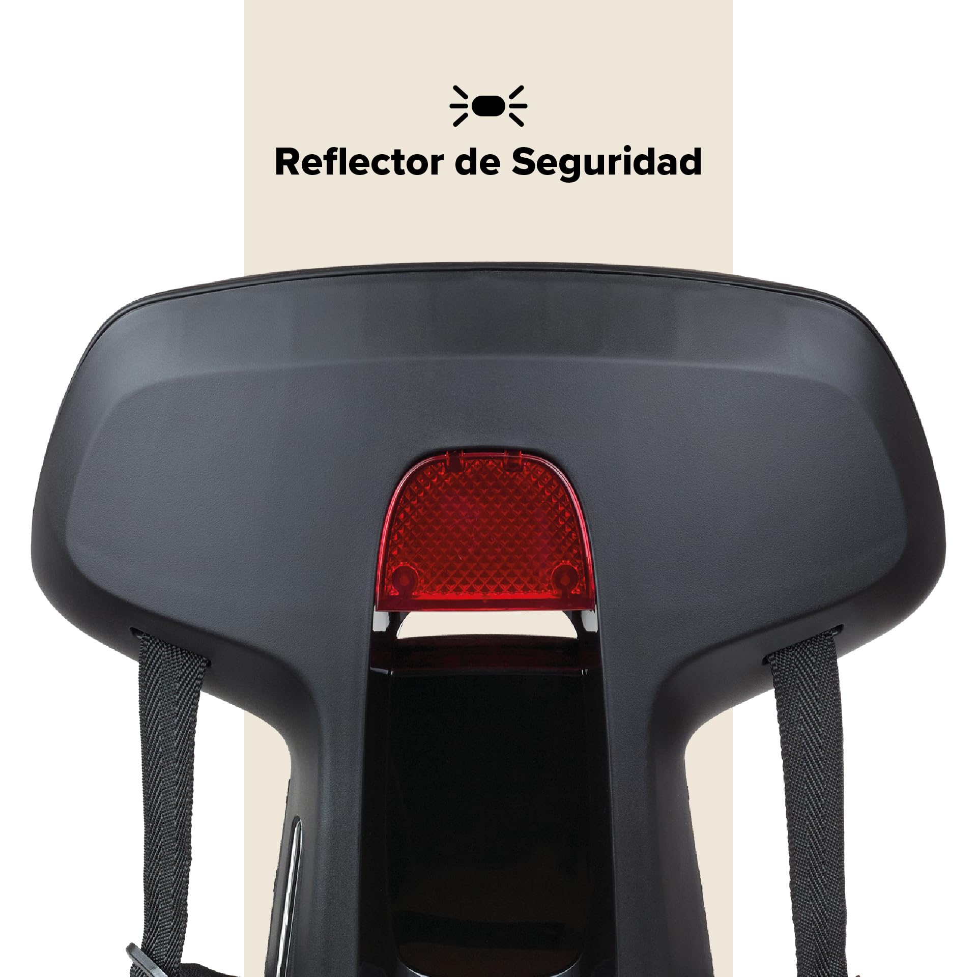 Polisport Guppy Junior AMZ All Black 8636100027 - Silla Trasera para Niños Edad 6+, Altura 1,10m+, Máx. 35Kg, Silla Bicicleta Niños, Reposapiés Plegables, Protector De Rueda, para Portaequipajes,Negro
