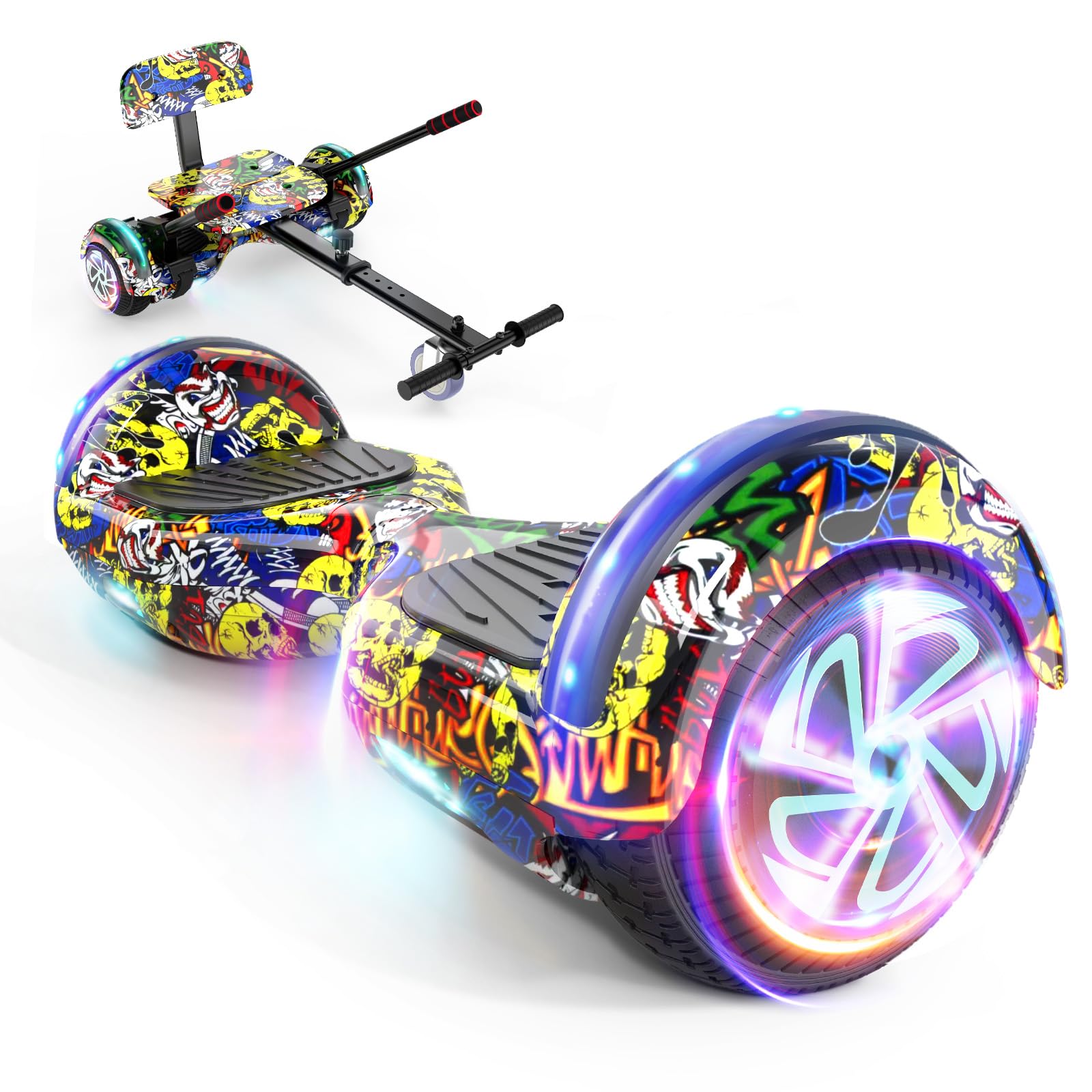 Scooter Seat Attachment, Adjustable Frame Length Scooter Go Kart Combo, Safety Certified Hoverboard Go Kart for Kids